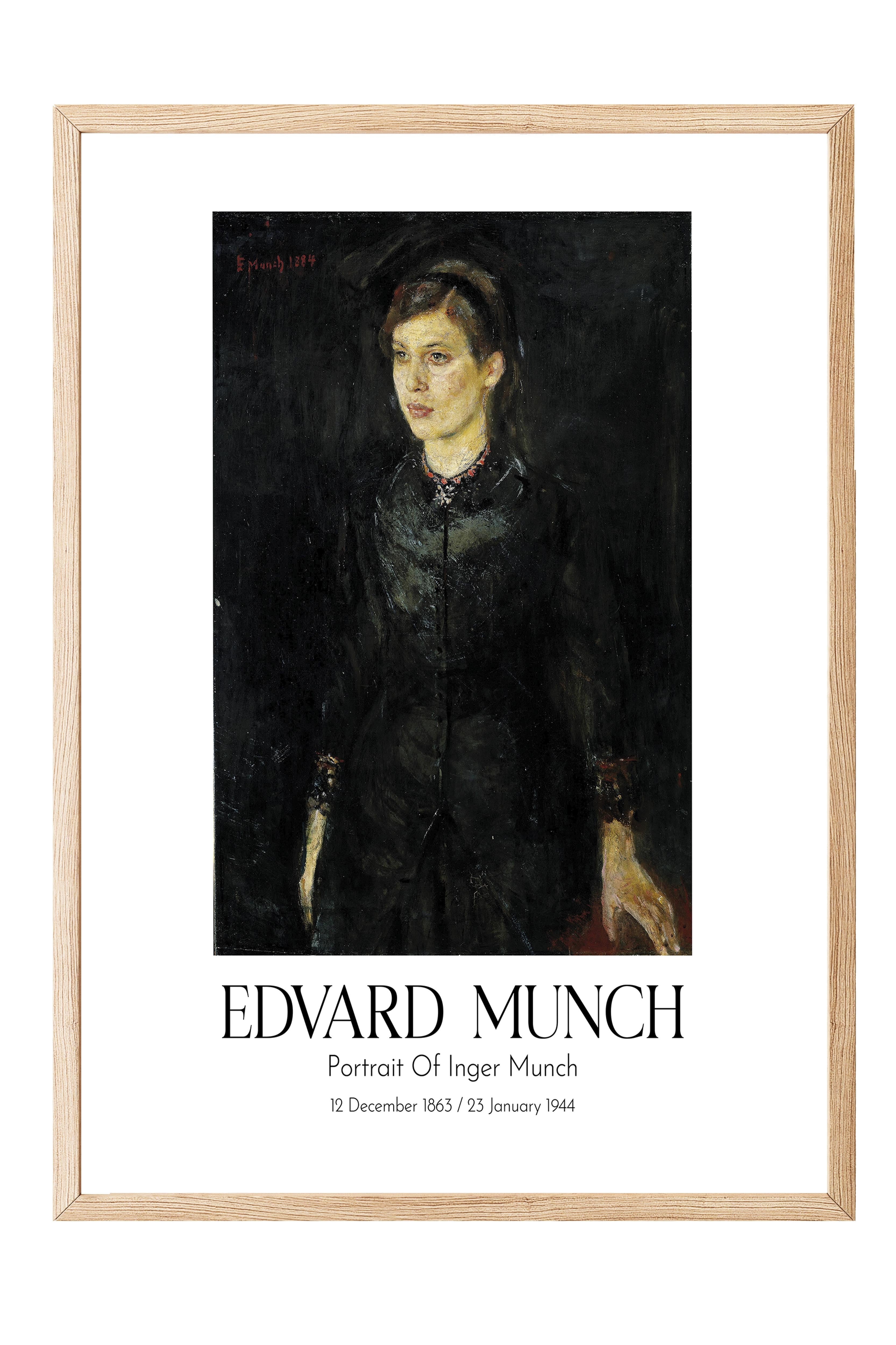 Edvard Munch - Portrait Of Inger Munch, Ahşap Çerçeveli Tablo, Sanat Serisi NO:111716