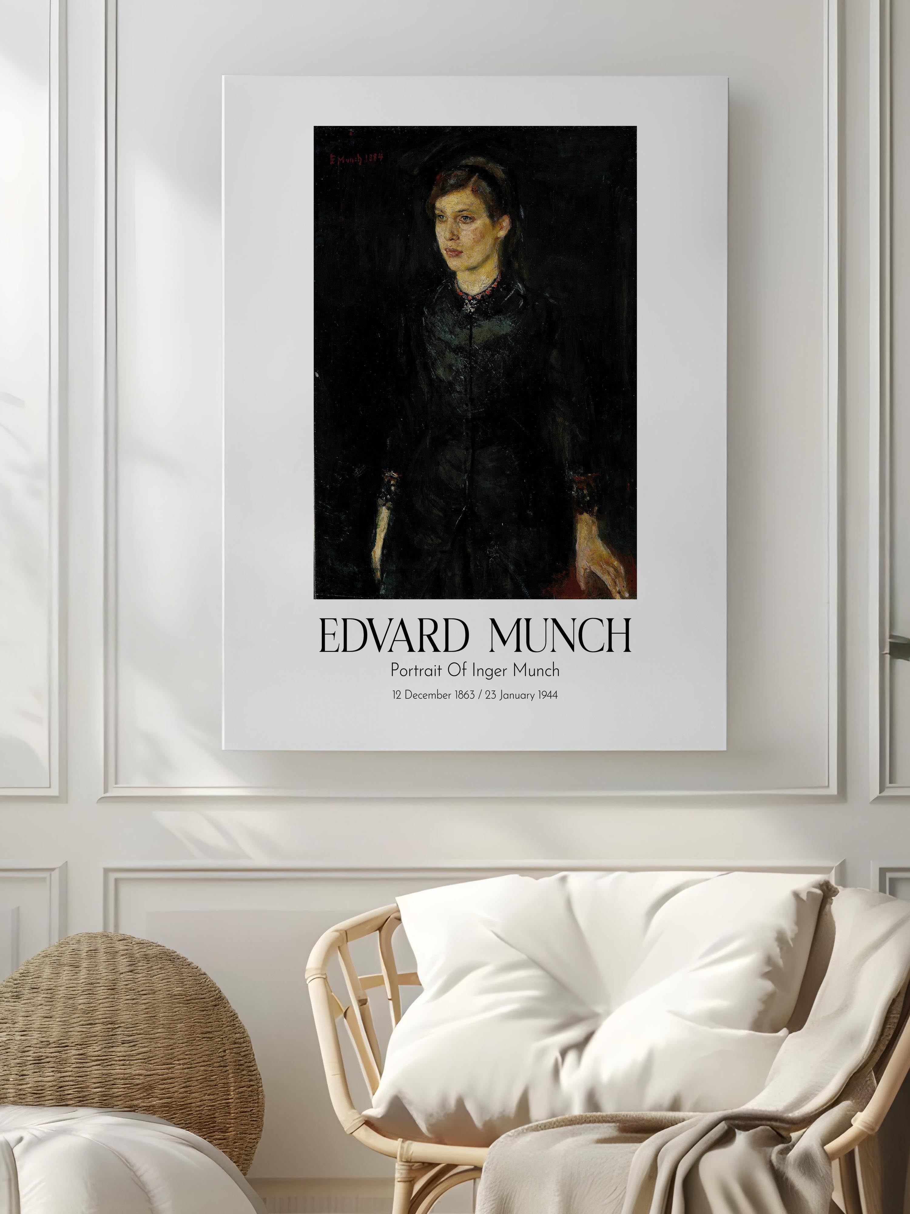 Edvard Munch - Portrait Of Inger Munch, Kanvas Tablo, Sanat Serisi NO:111716