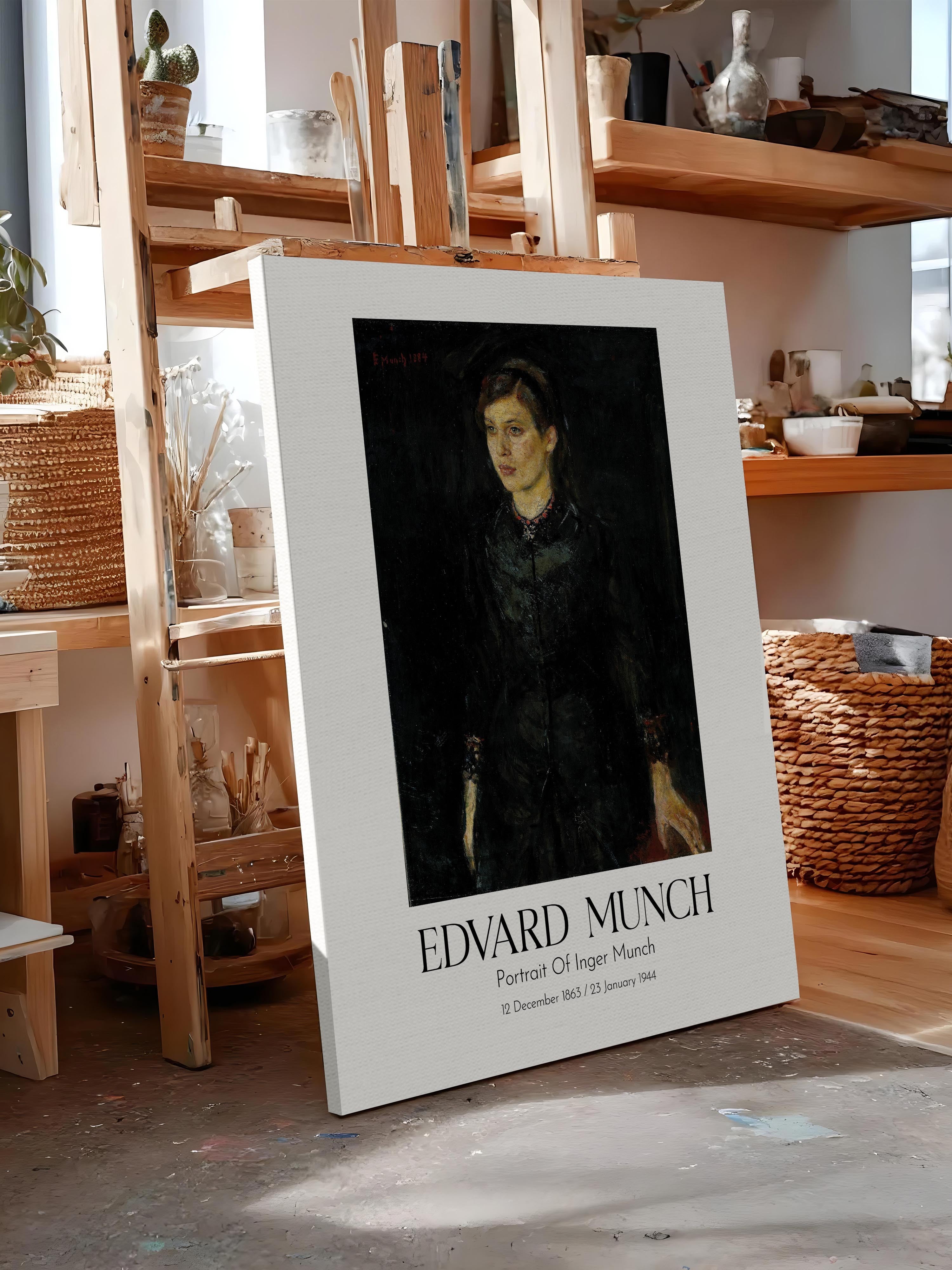 Edvard Munch - Portrait Of Inger Munch, Kanvas Tablo, Sanat Serisi NO:111716