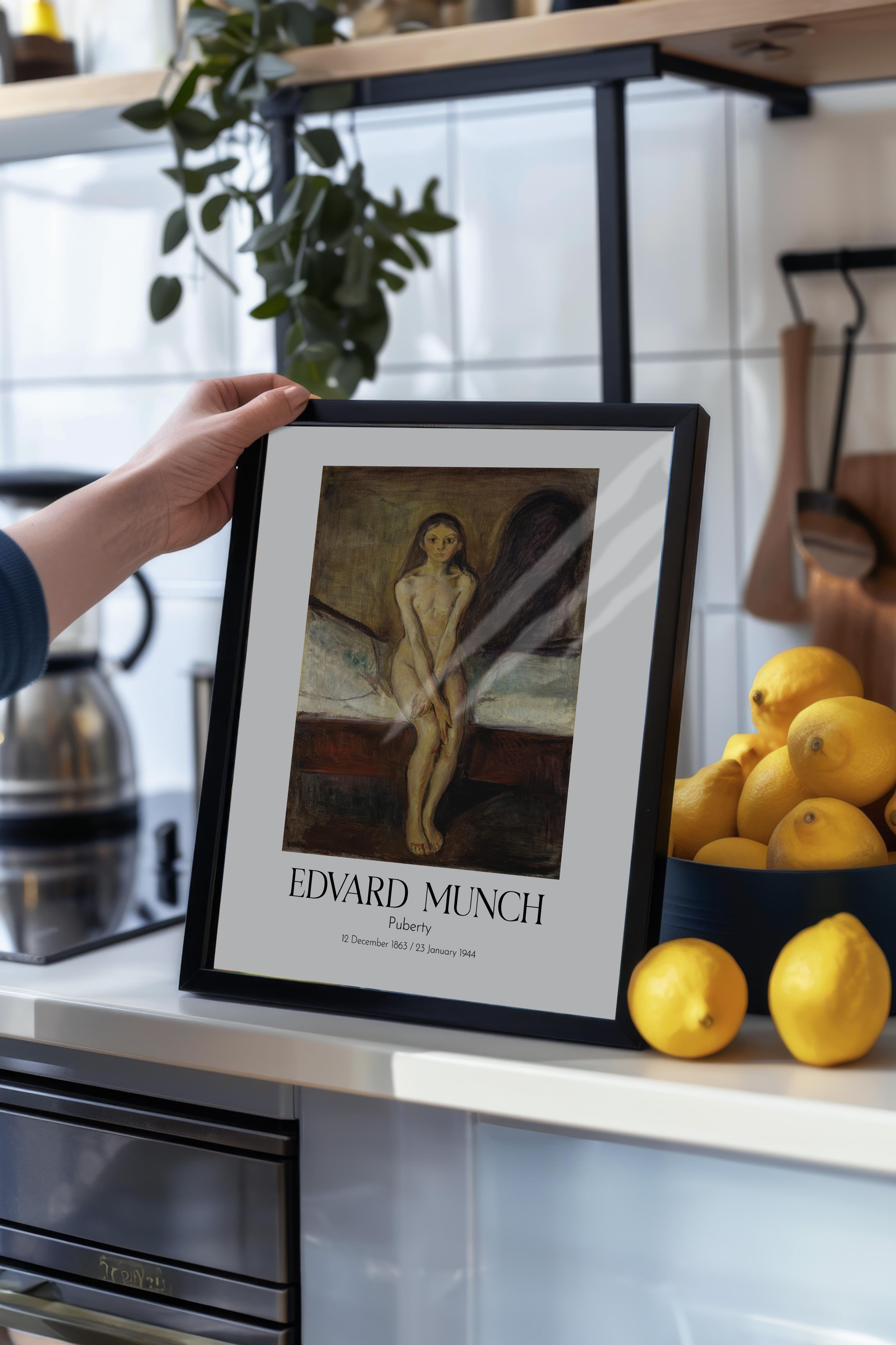 Edvard Munch - Puberty, Siyah Çerçeveli Tablo, Sanat Serisi NO:111717