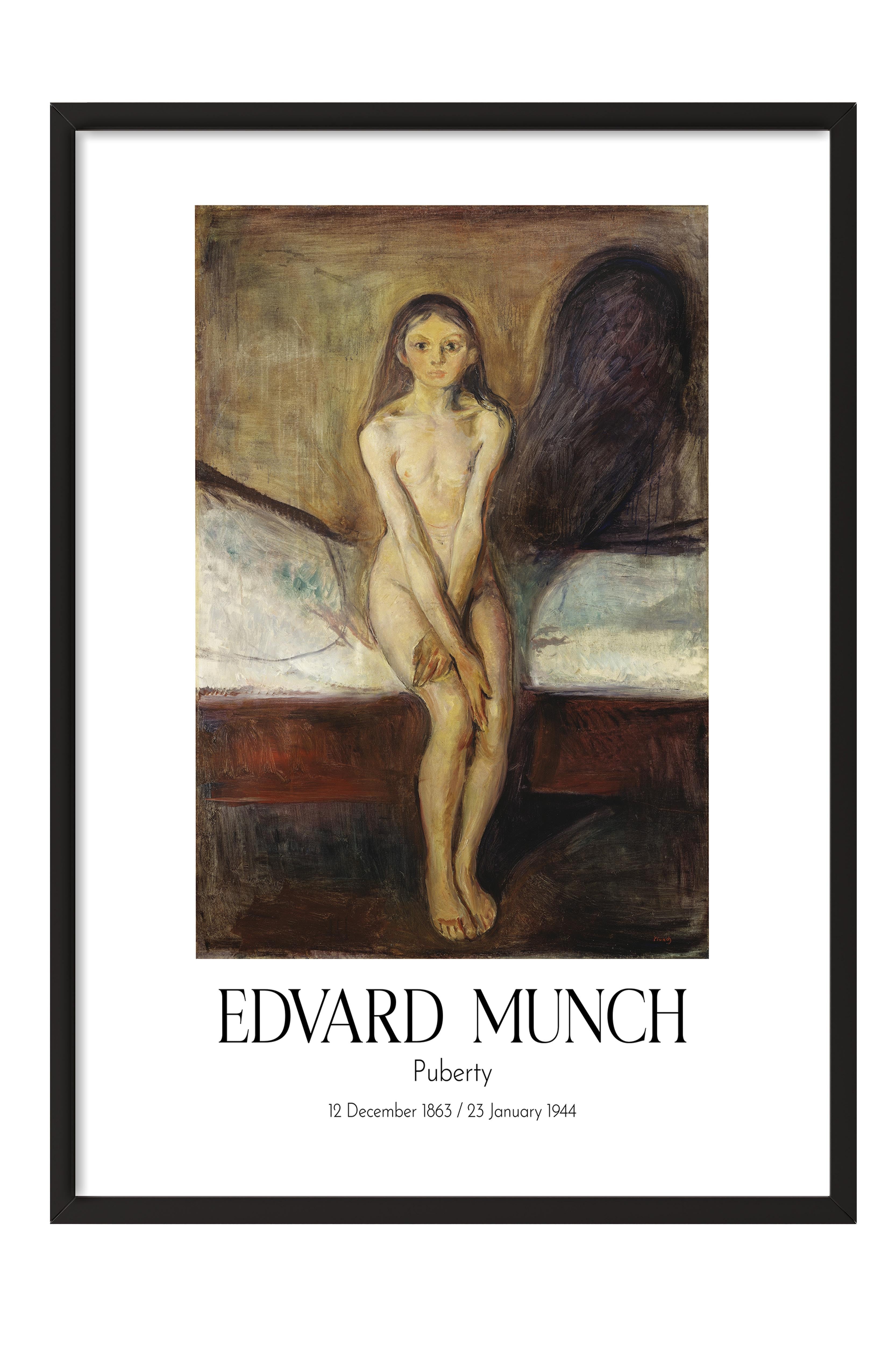 Edvard Munch - Puberty, Siyah Çerçeveli Tablo, Sanat Serisi NO:111717