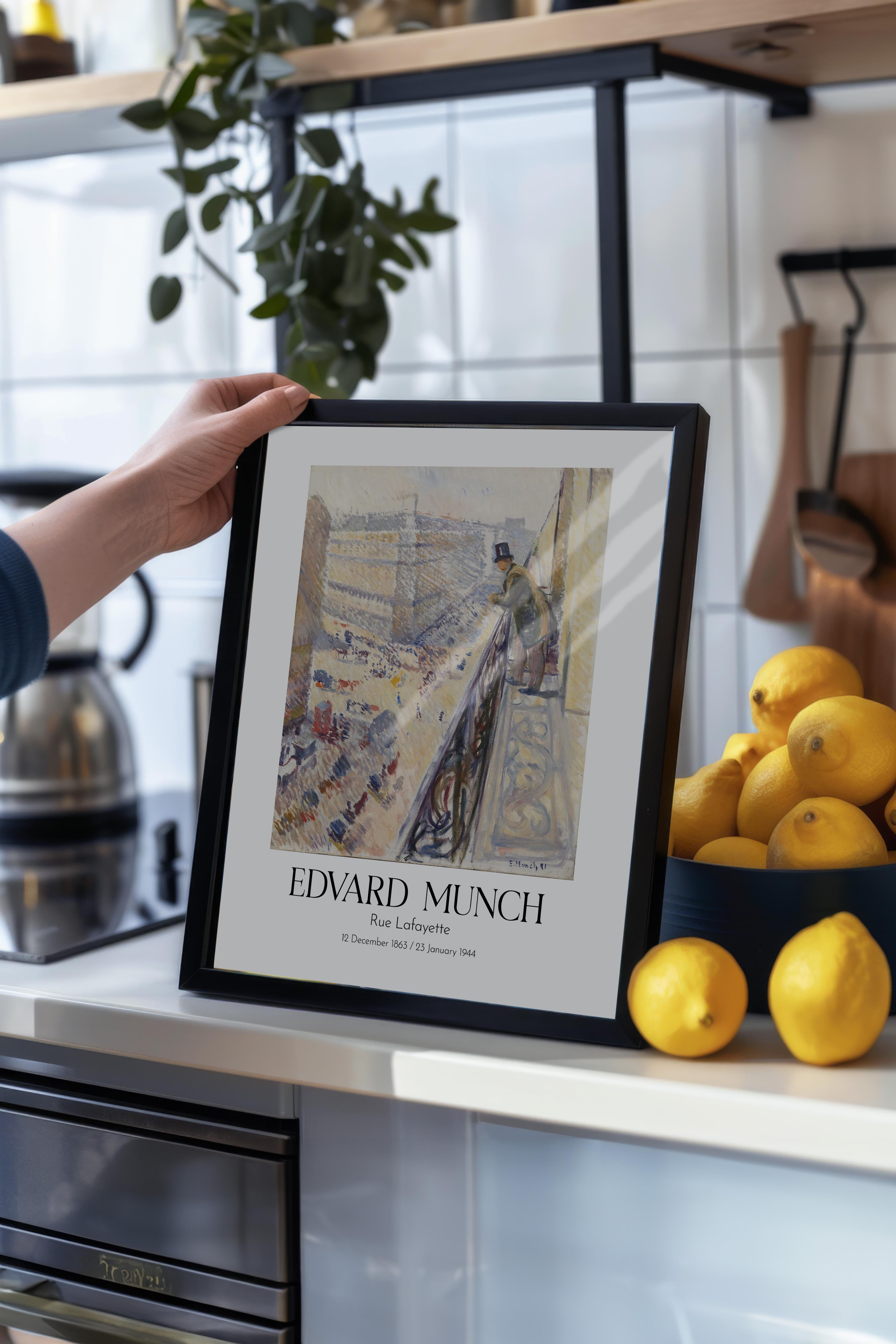 Edvard Munch - Rue Lafayette, Siyah Çerçeveli Tablo, Sanat Serisi NO:111718