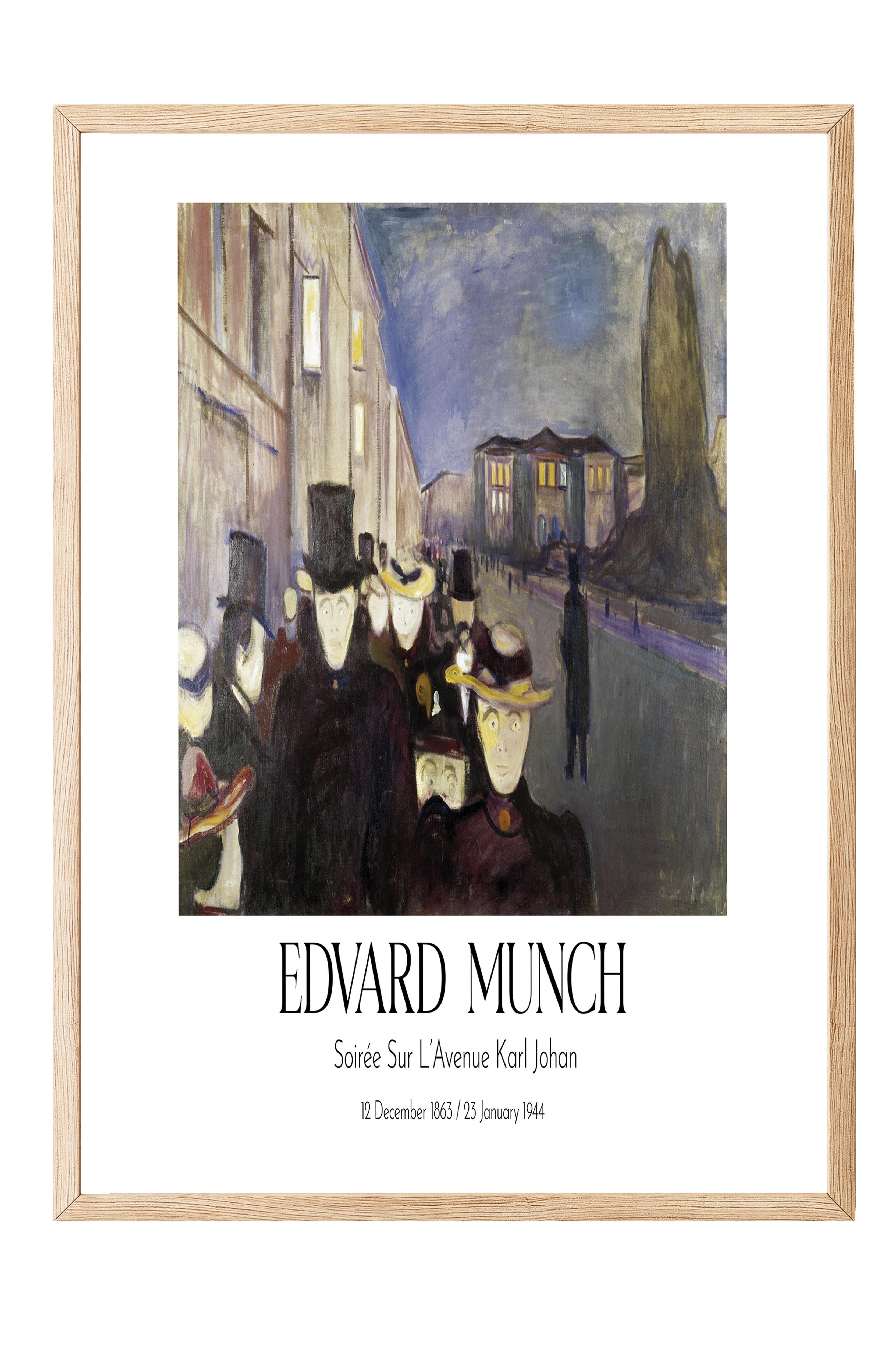 Edvard Munch - Soirée Sur L'Avenue Karl Johan, Ahşap Çerçeveli Tablo, Sanat Serisi NO:111743