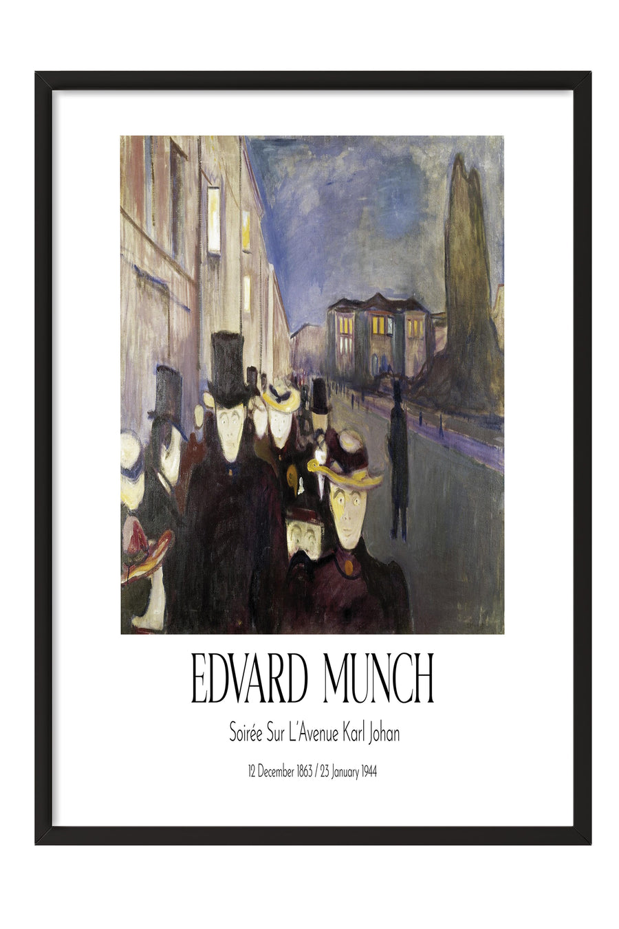 Edvard Munch - Soirée Sur L'Avenue Karl Johan, Siyah Çerçeveli Tablo, Sanat Serisi NO:111743
