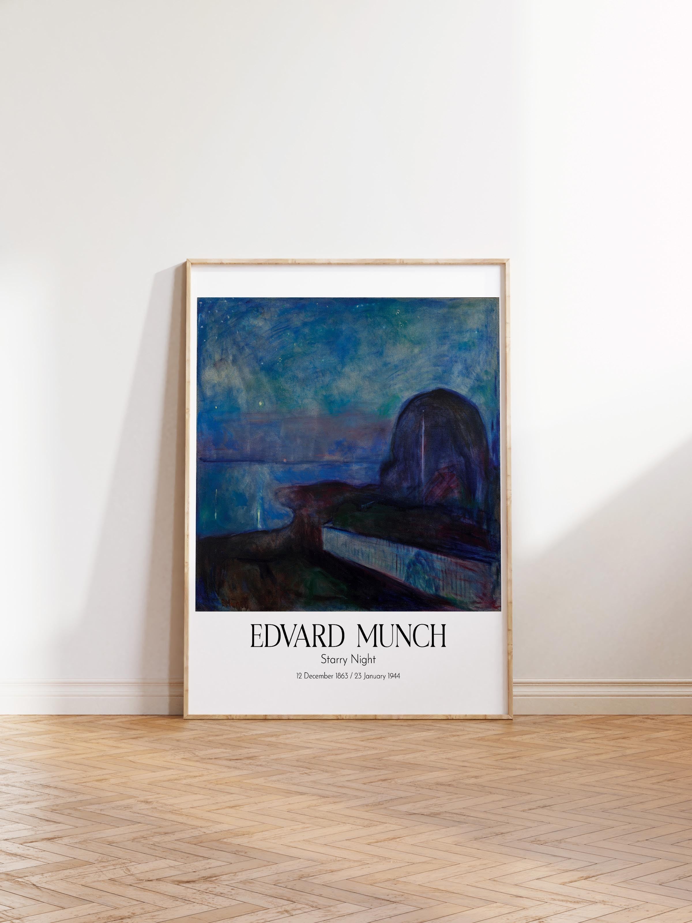 Edvard Munch - Starry Night, Ahşap Çerçeveli Tablo, Sanat Serisi NO:111722