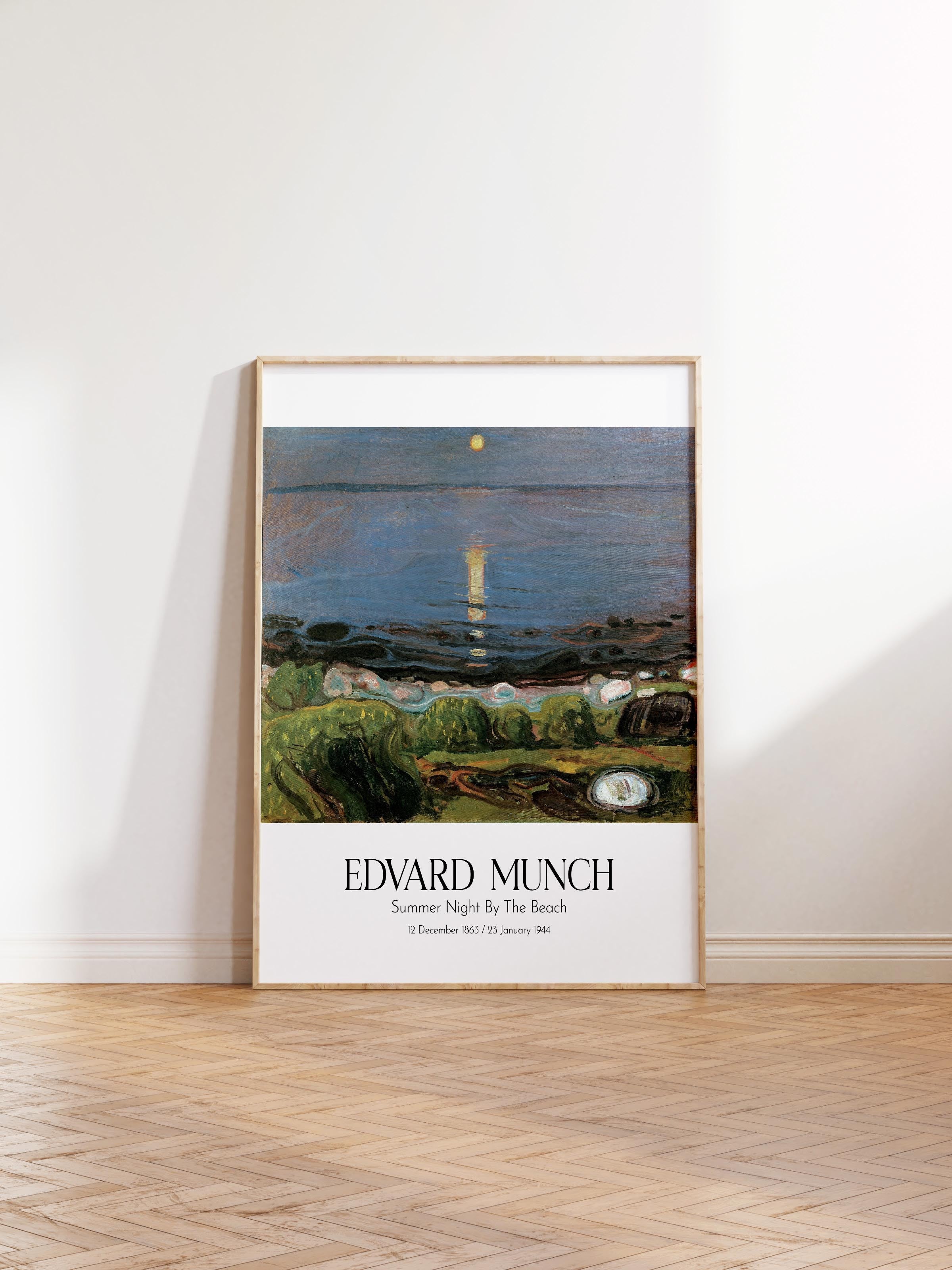 Edvard Munch - Summer Night By The Beach, Ahşap Çerçeveli Tablo, Sanat Serisi NO:111723
