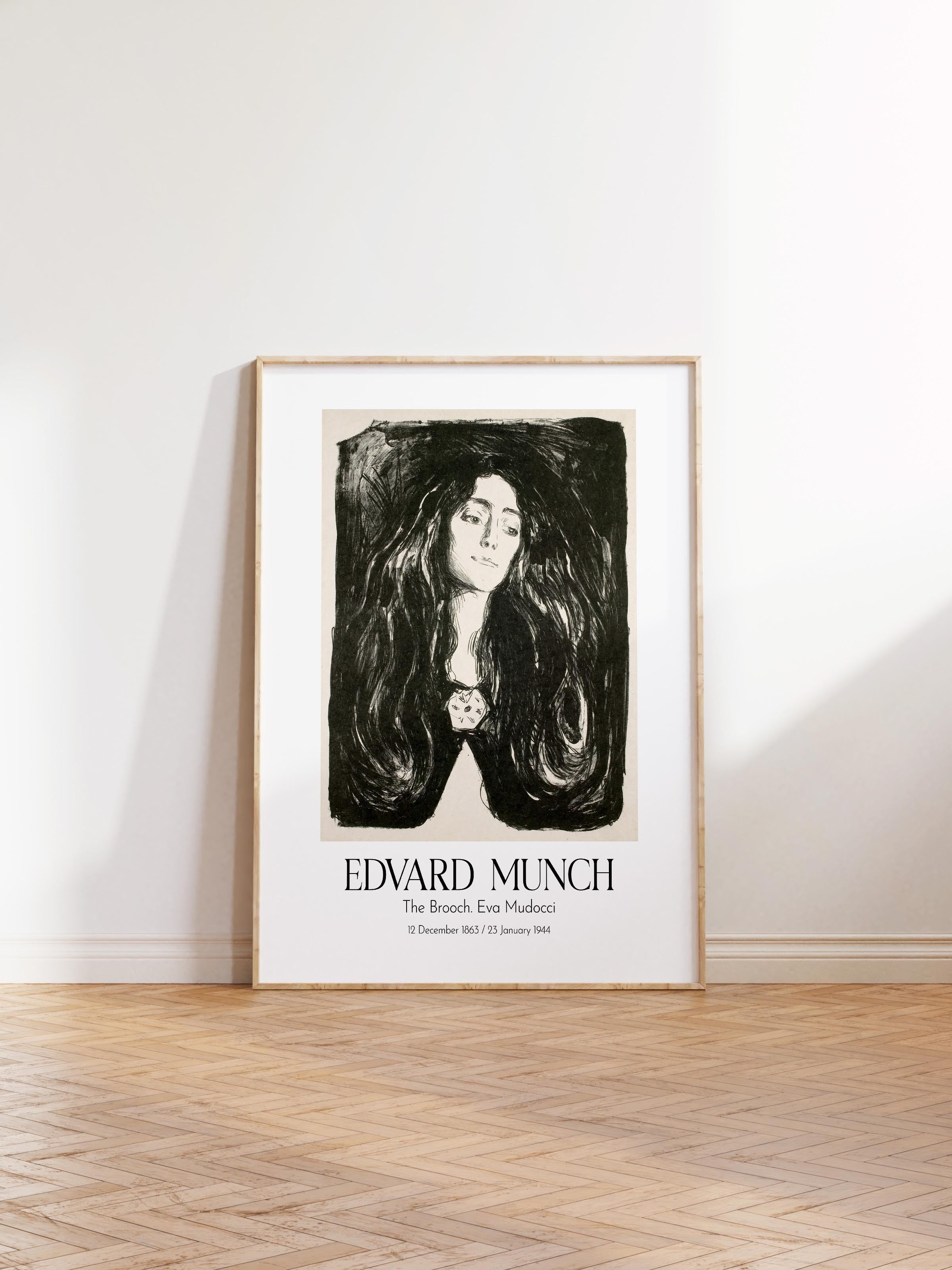 Edvard Munch - The Brooch. Eva Mudocci, Ahşap Çerçeveli Tablo, Sanat Serisi NO:111724