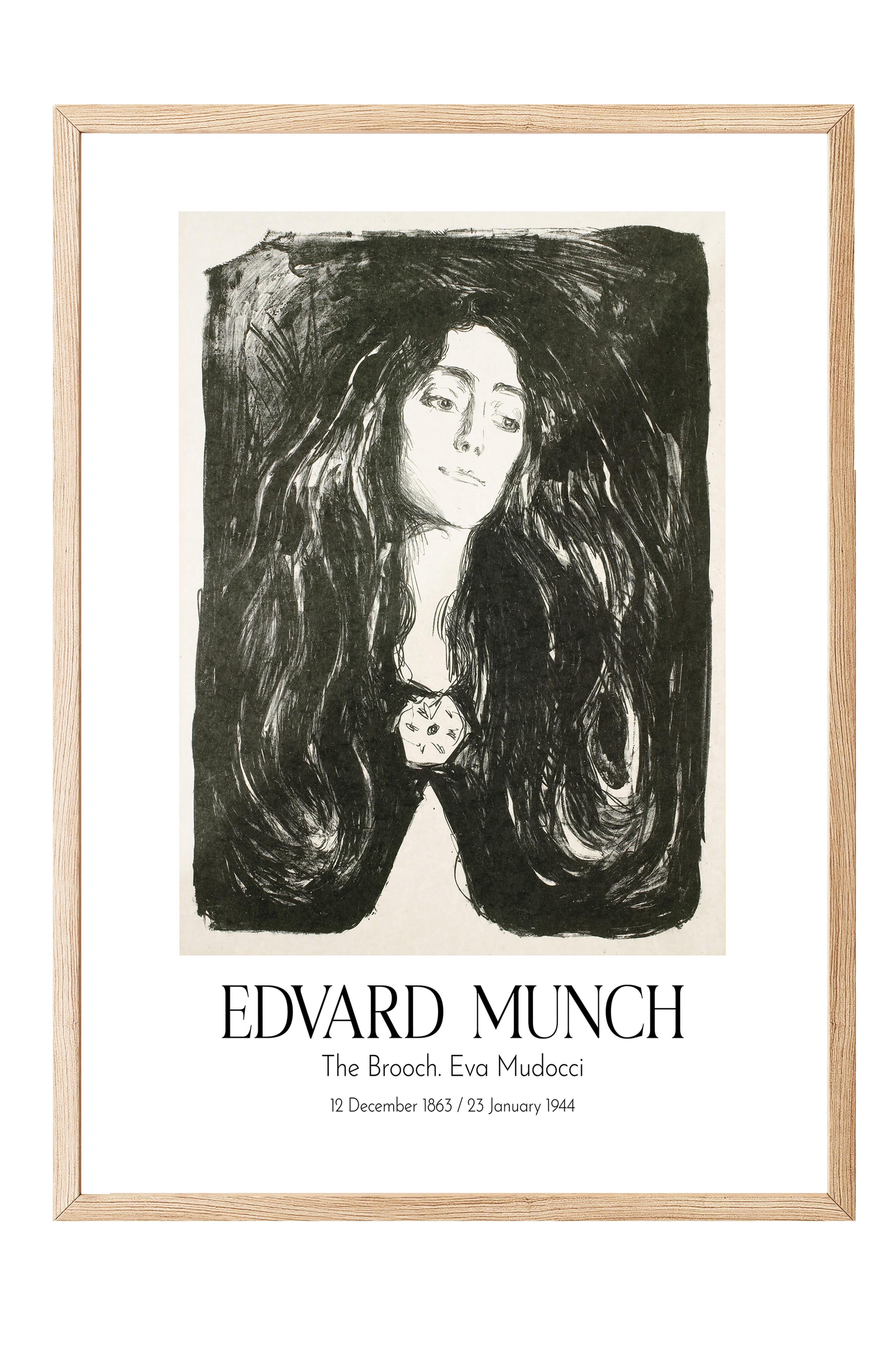 Edvard Munch - The Brooch. Eva Mudocci, Ahşap Çerçeveli Tablo, Sanat Serisi NO:111724