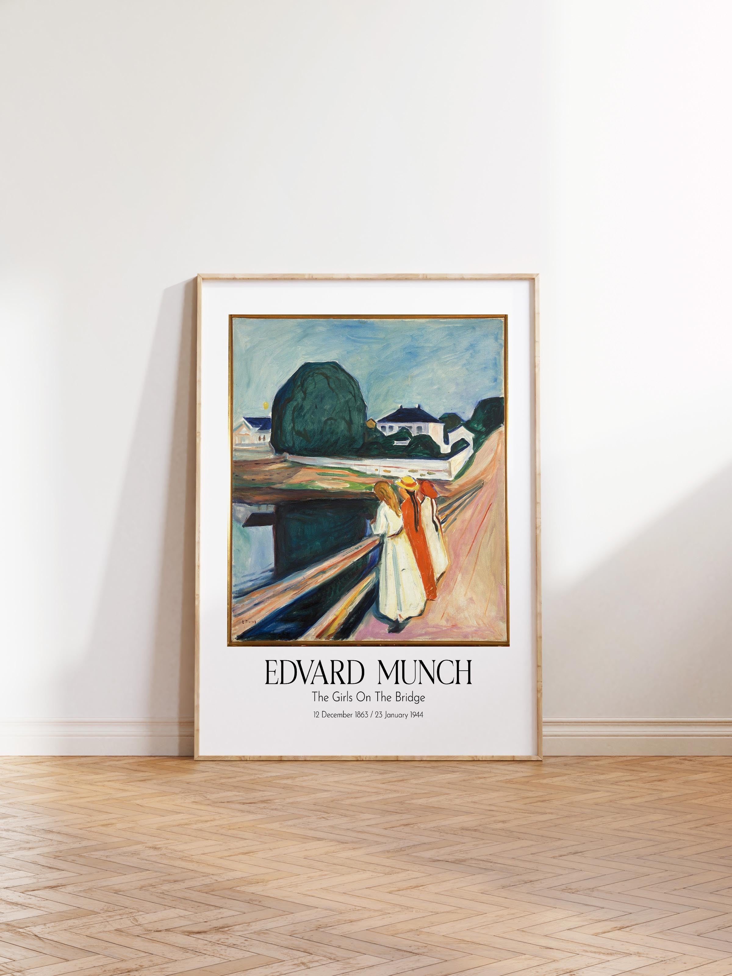Edvard Munch - The Girls On The Bridge, Ahşap Çerçeveli Tablo, Sanat Serisi NO:111725