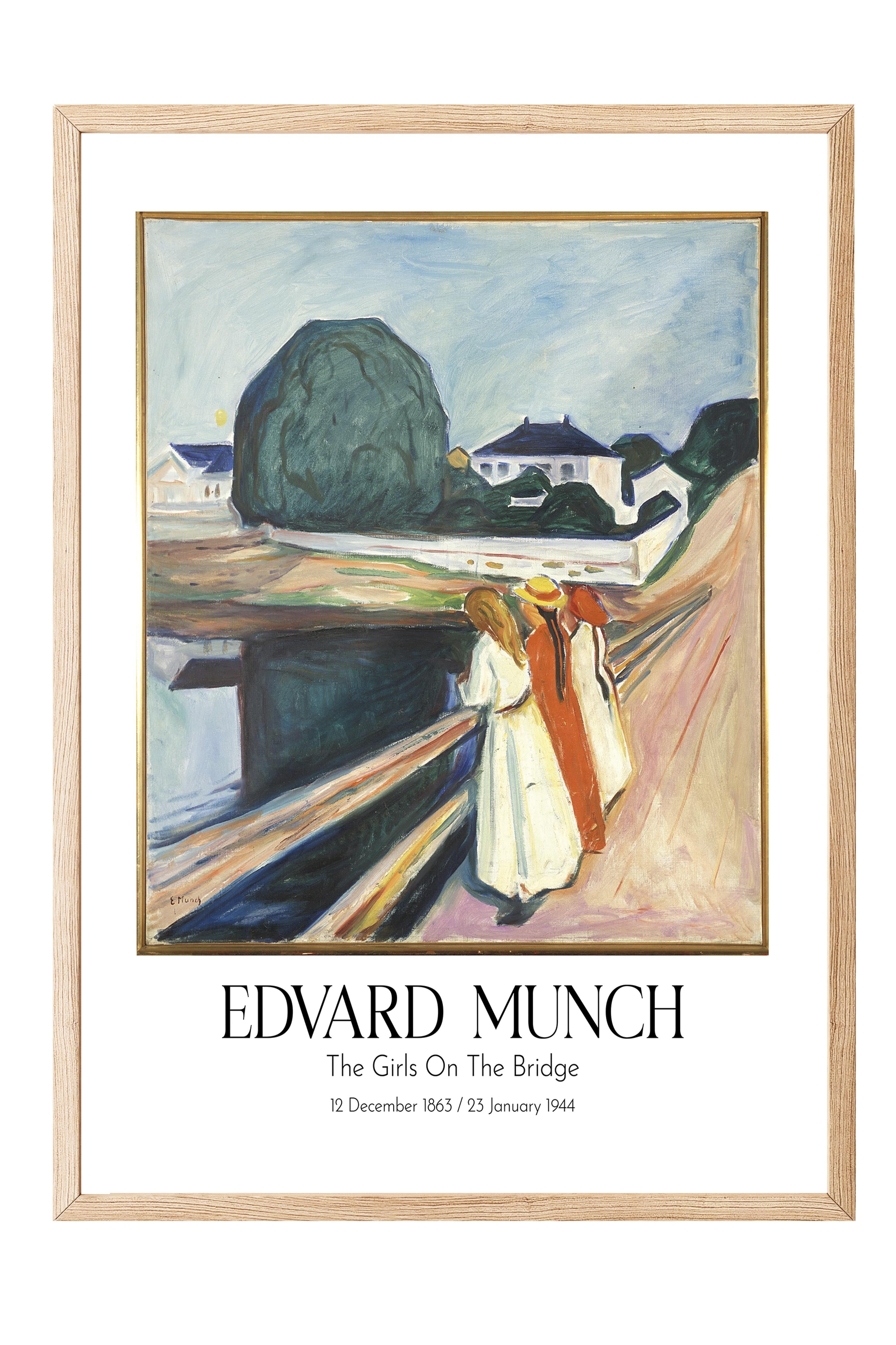 Edvard Munch - The Girls On The Bridge, Ahşap Çerçeveli Tablo, Sanat Serisi NO:111725