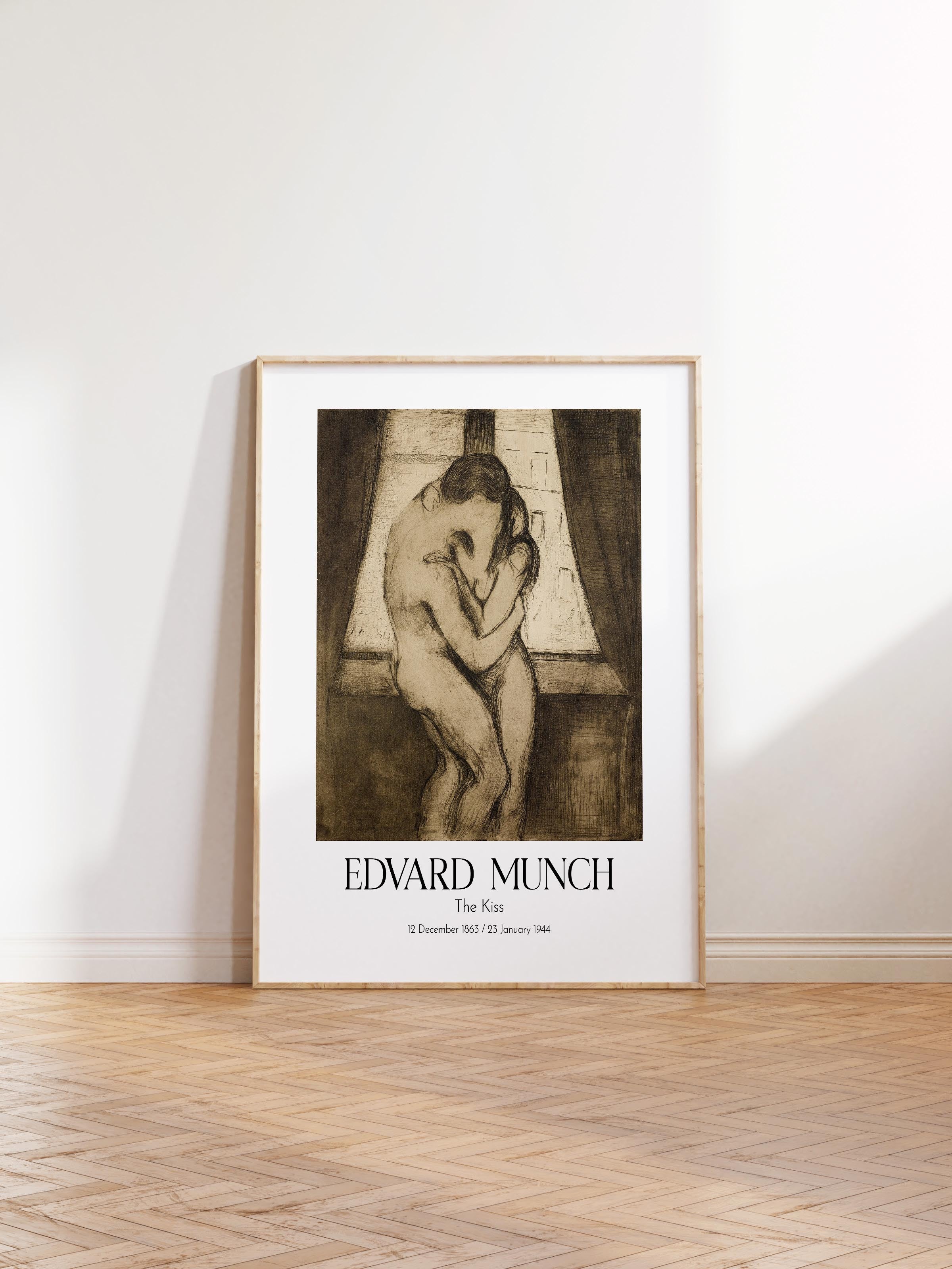 Edvard Munch - The Kiss (2), Ahşap Çerçeveli Tablo, Sanat Serisi NO:111726