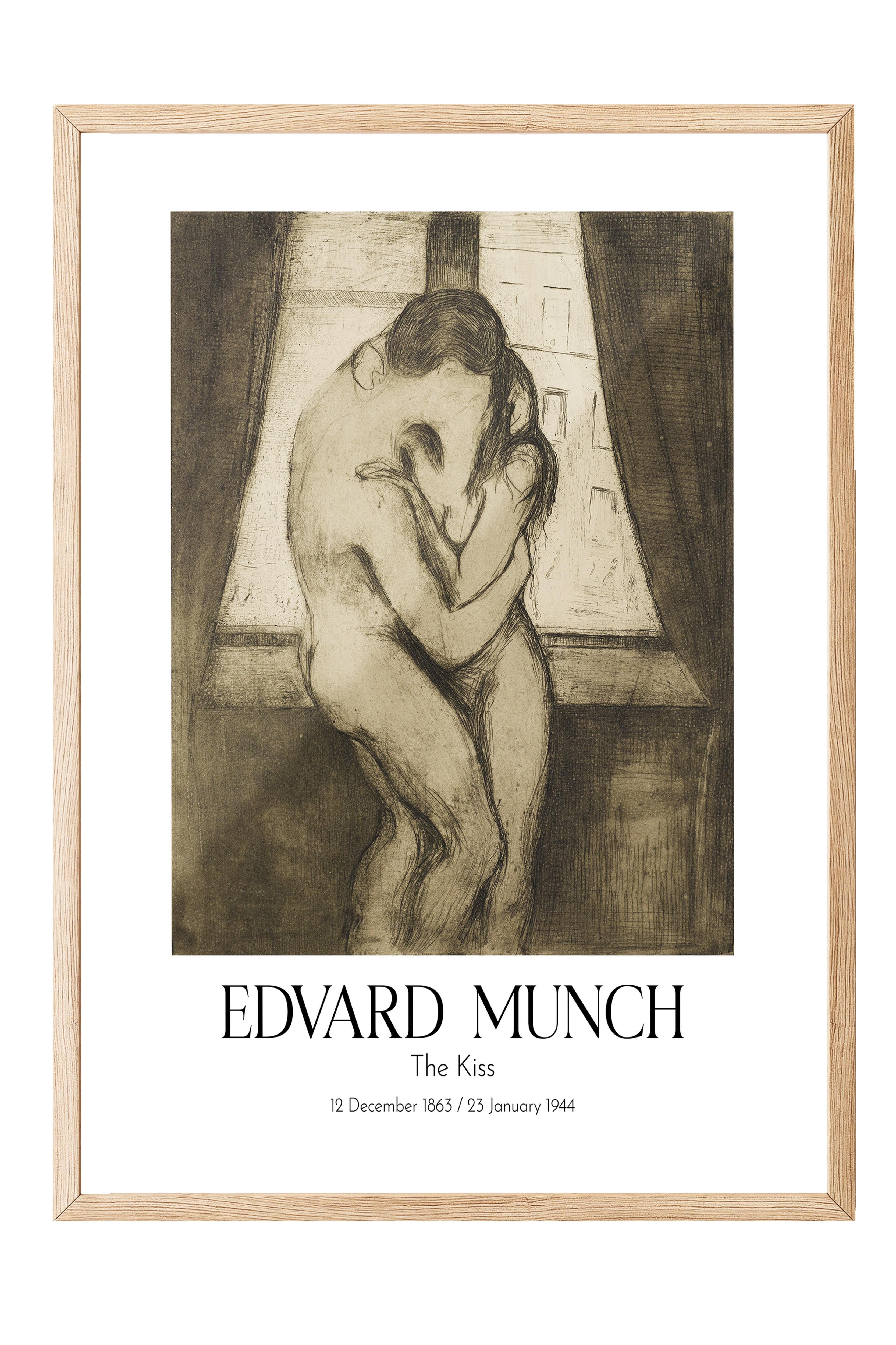 Edvard Munch - The Kiss (2), Ahşap Çerçeveli Tablo, Sanat Serisi NO:111726