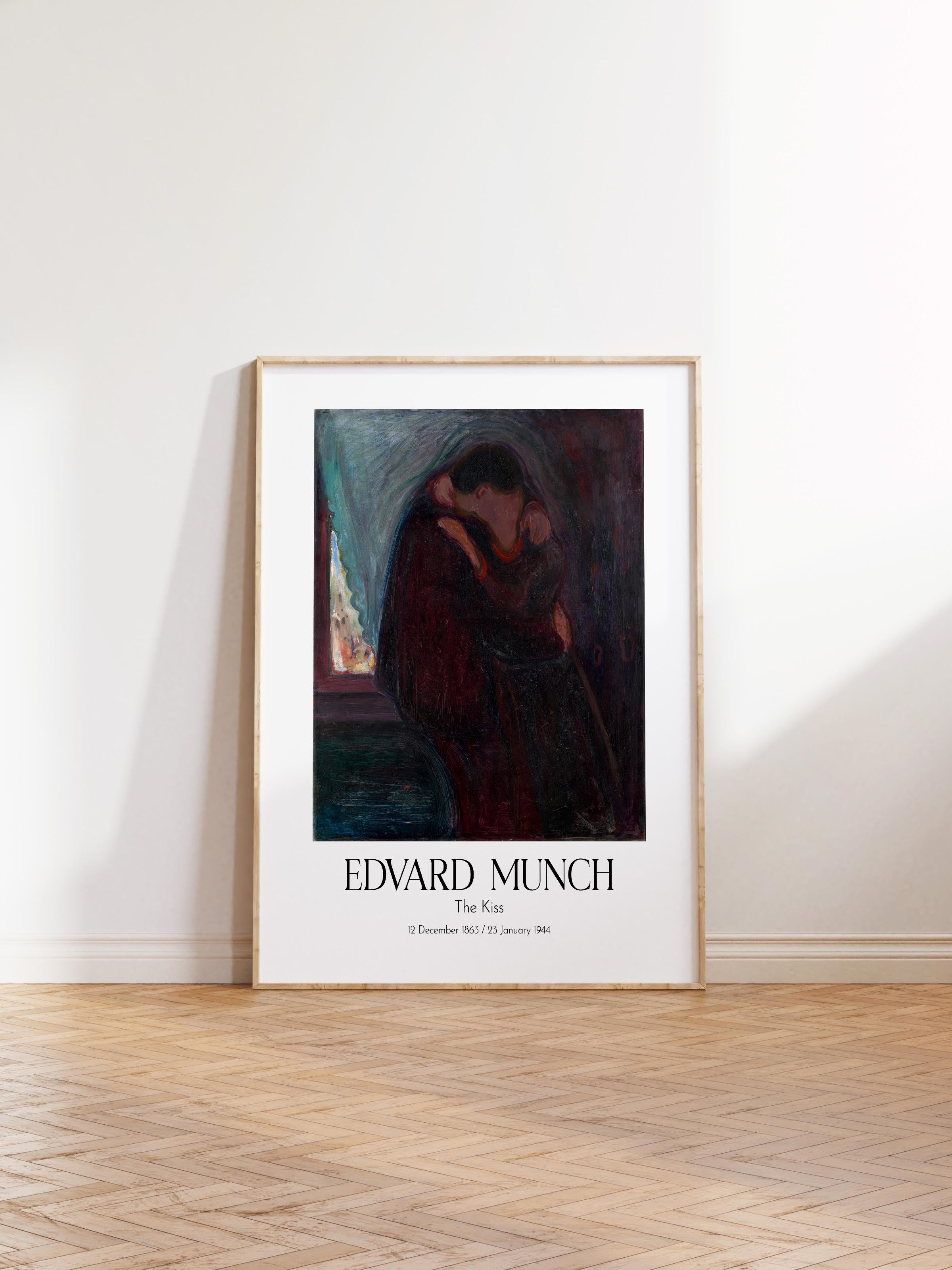 Edvard Munch - The Kiss, Ahşap Çerçeveli Tablo, Sanat Serisi NO:111727