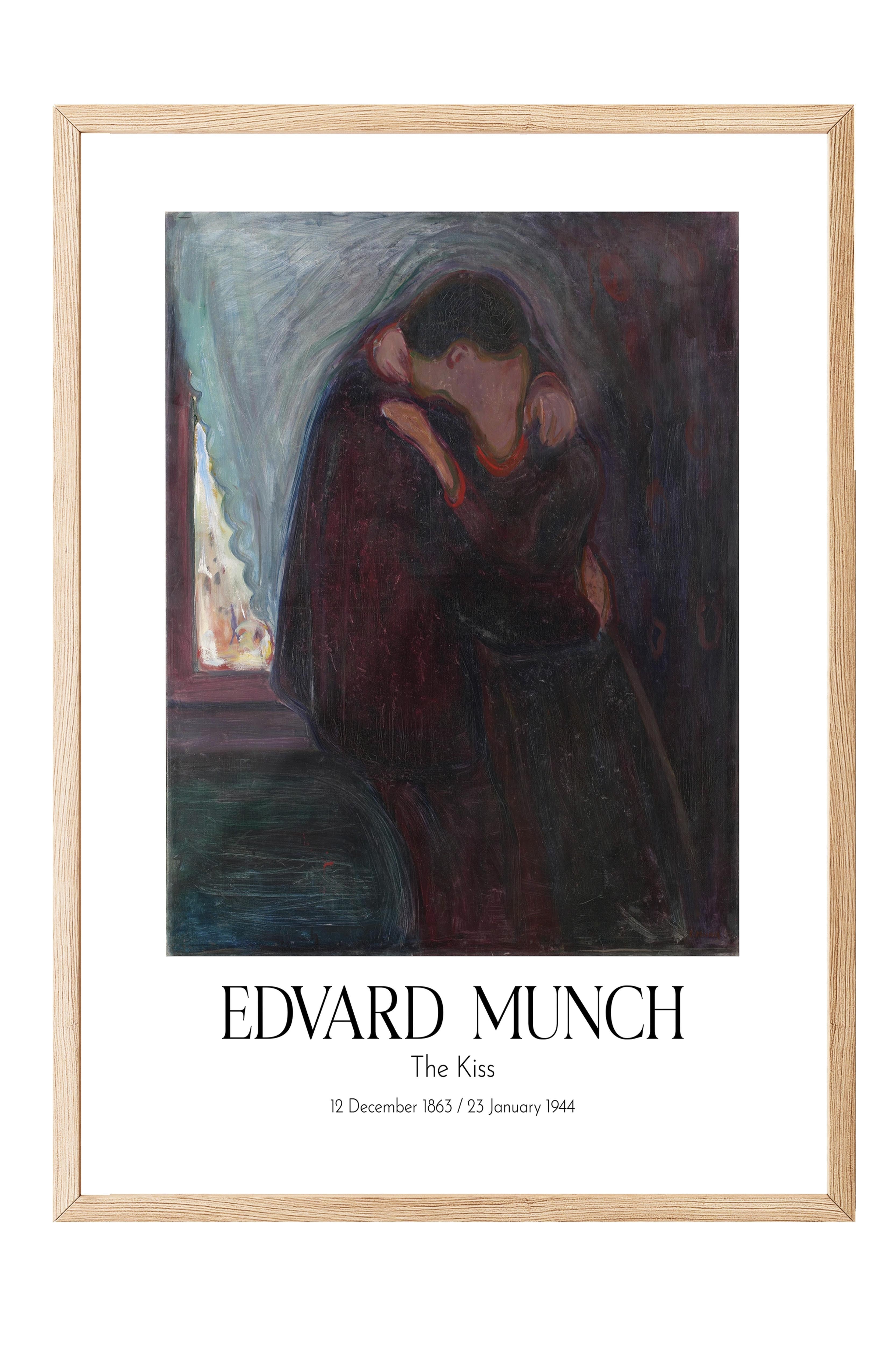 Edvard Munch - The Kiss, Ahşap Çerçeveli Tablo, Sanat Serisi NO:111727