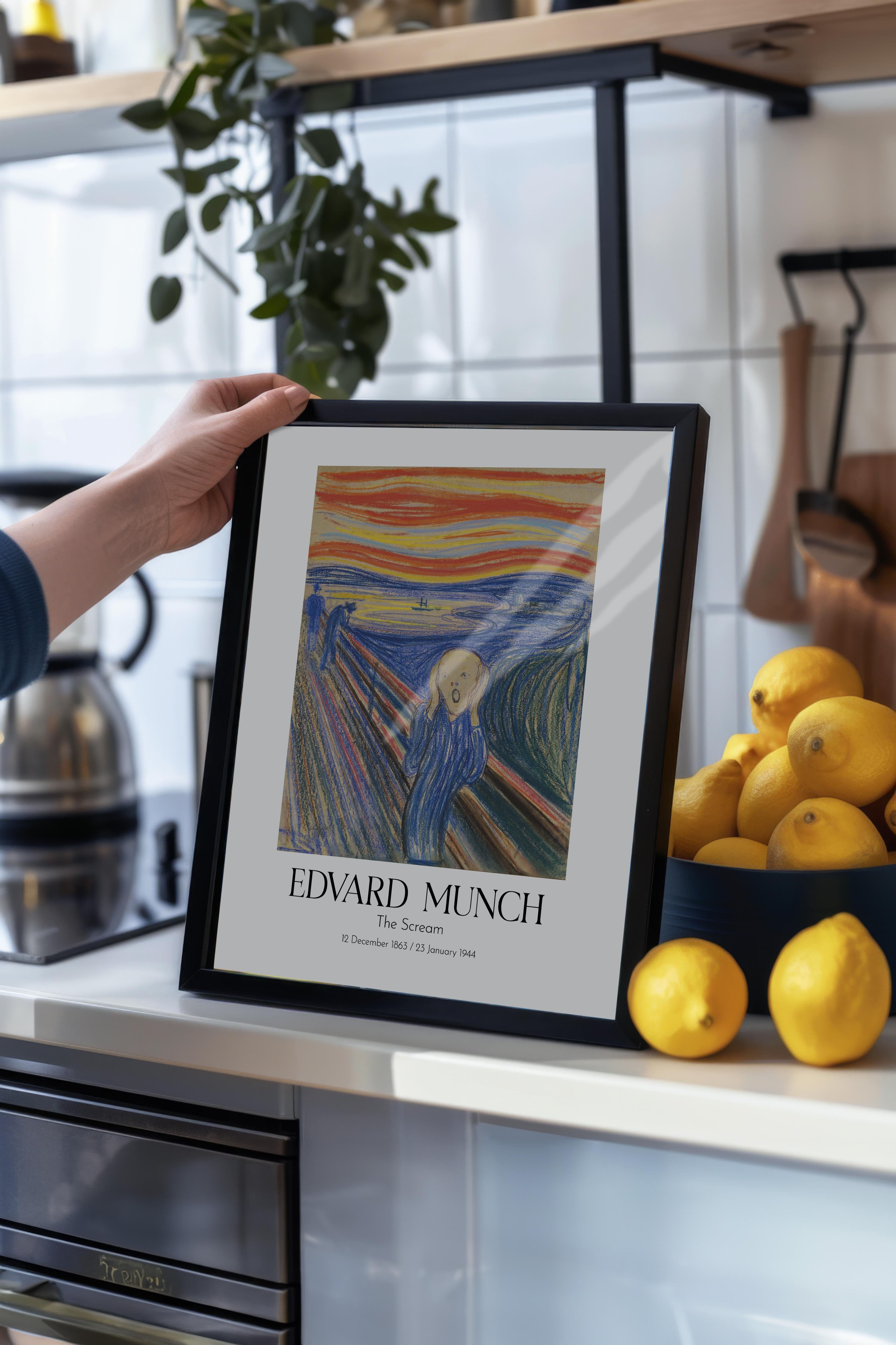 Edvard Munch - The Scream, Siyah Çerçeveli Tablo, Sanat Serisi NO:111728