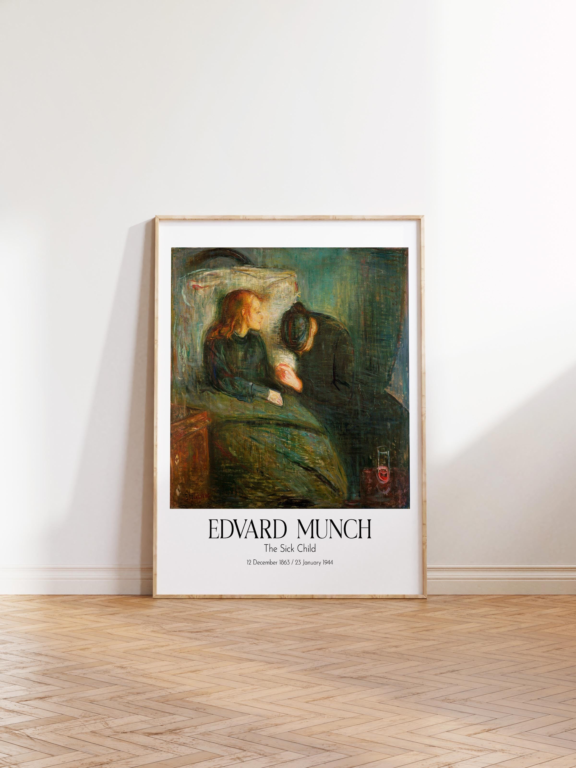 Edvard Munch - The Sick Child, Ahşap Çerçeveli Tablo, Sanat Serisi NO:111730