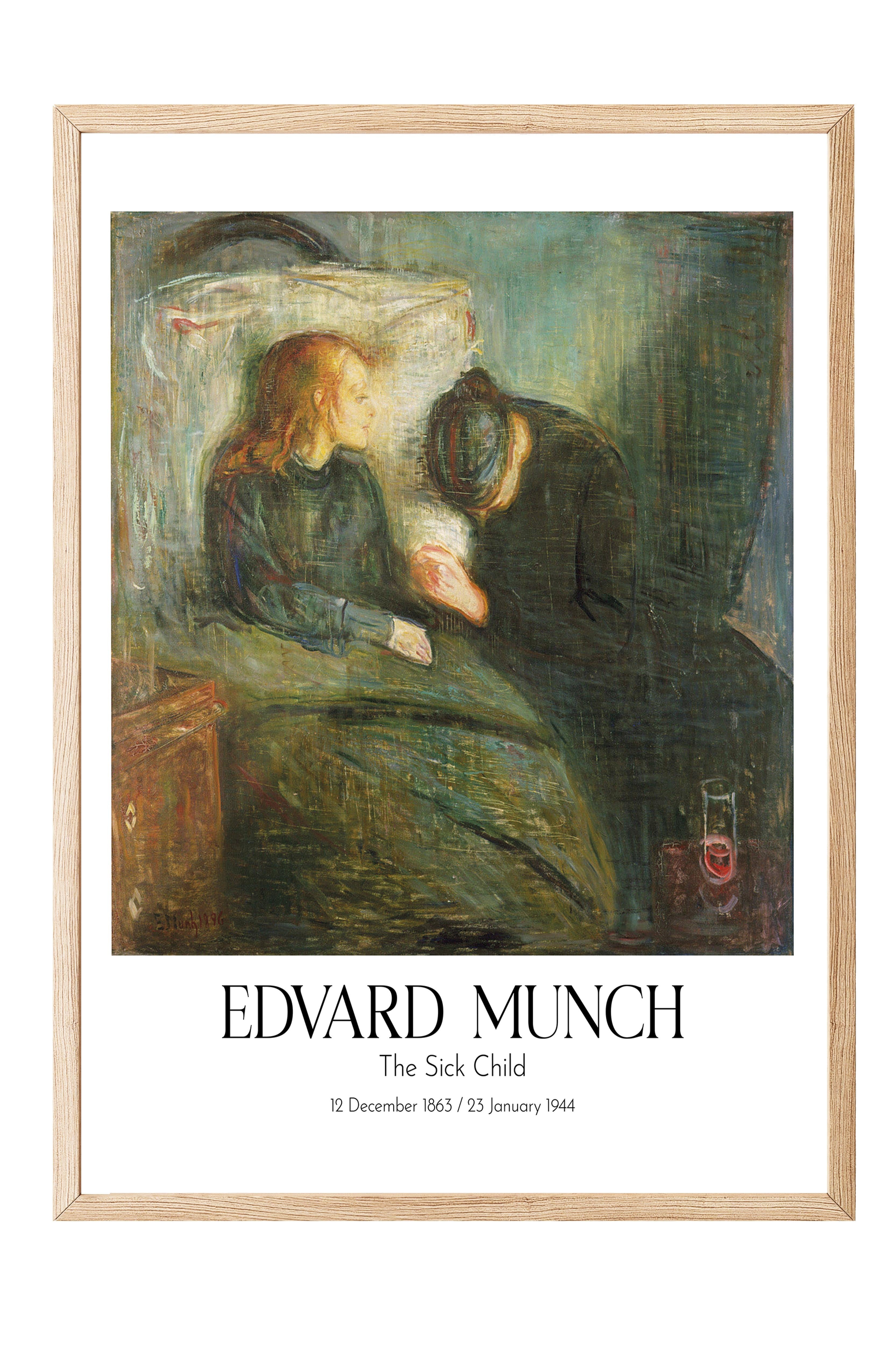 Edvard Munch - The Sick Child, Ahşap Çerçeveli Tablo, Sanat Serisi NO:111730