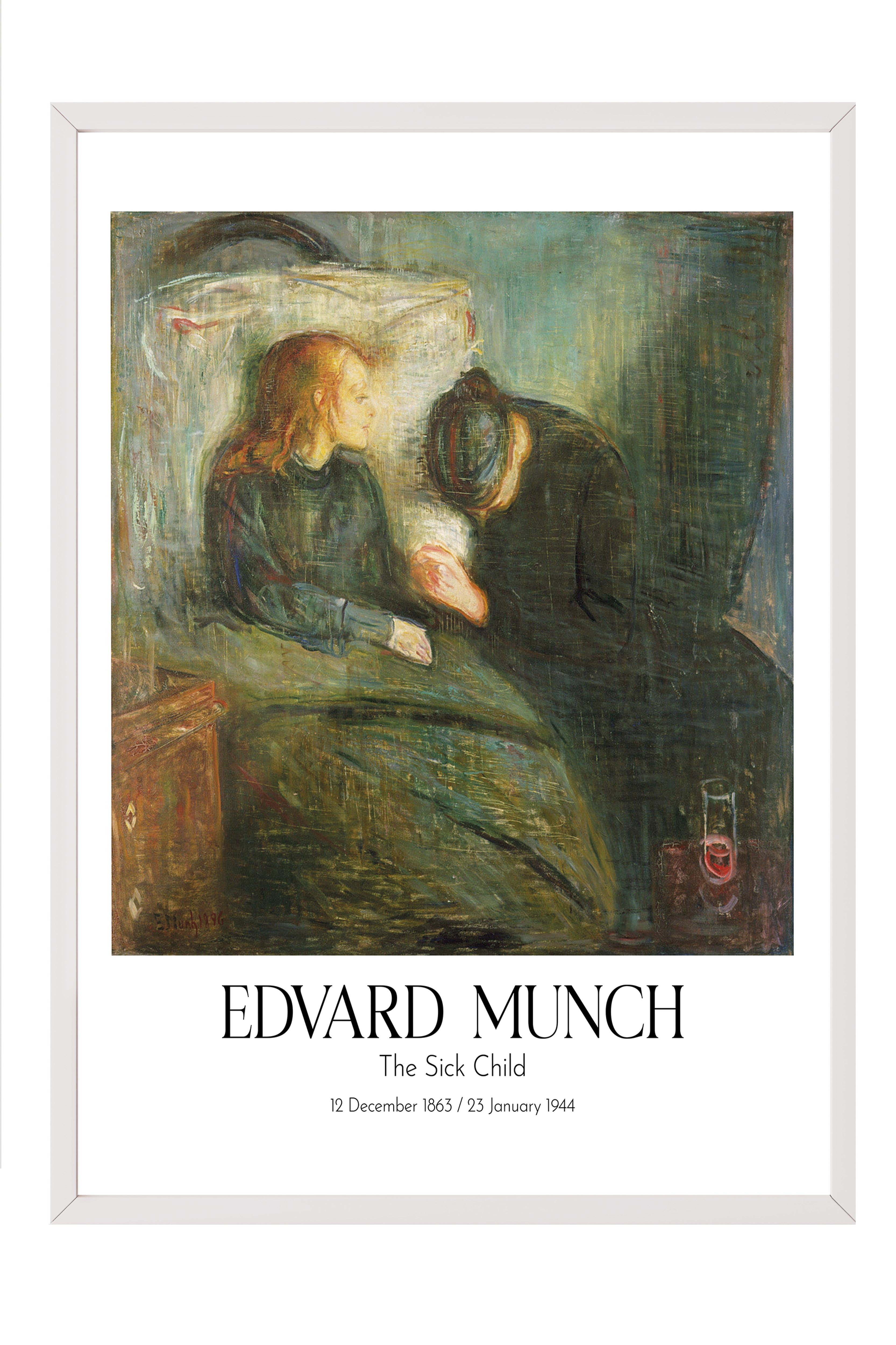 Edvard Munch - The Sick Child, Beyaz Çerçeveli Tablo, Sanat Serisi NO:111730