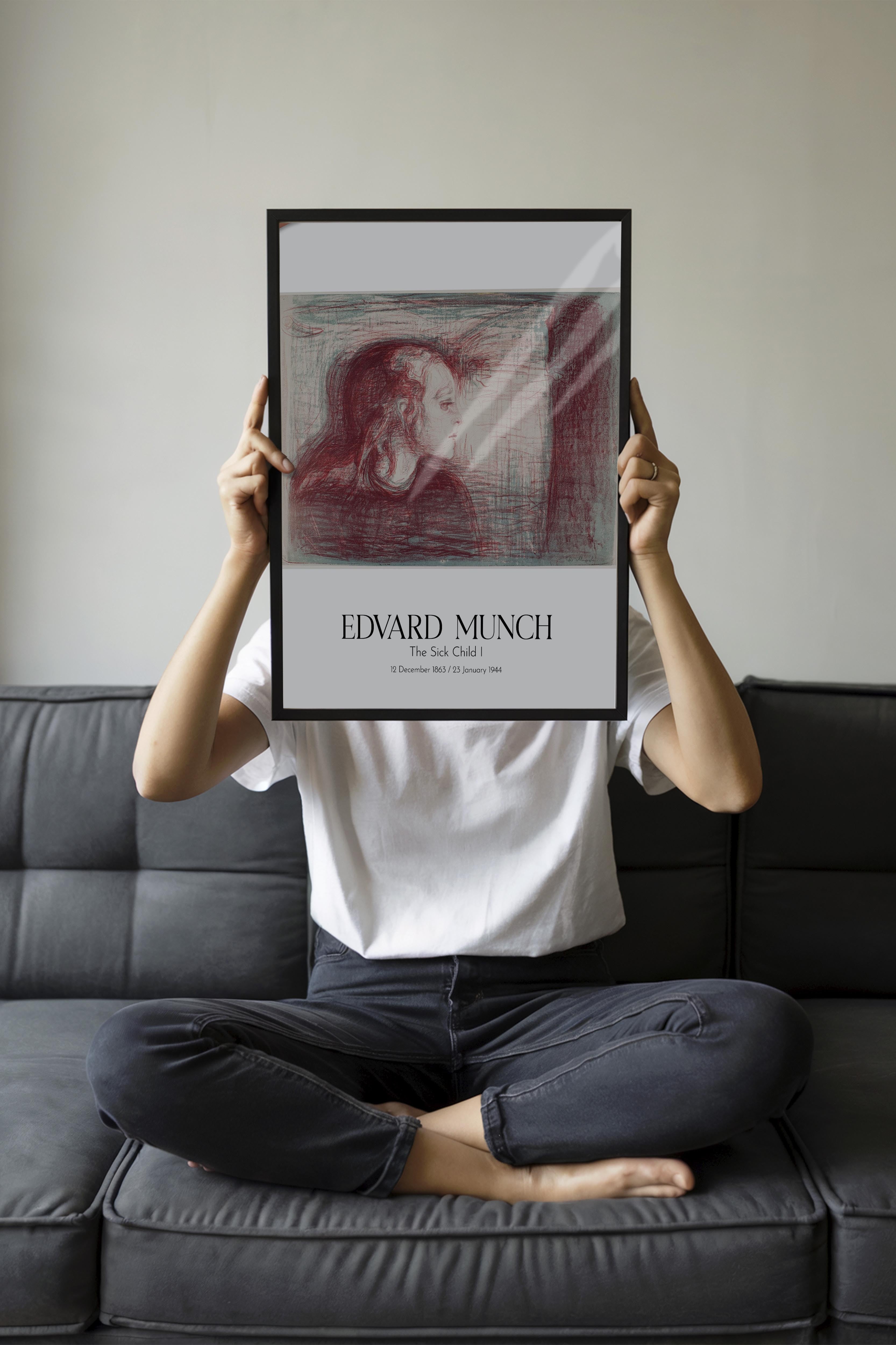 Edvard Munch - The Sick Child I, Siyah Çerçeveli Tablo, Sanat Serisi NO:111729