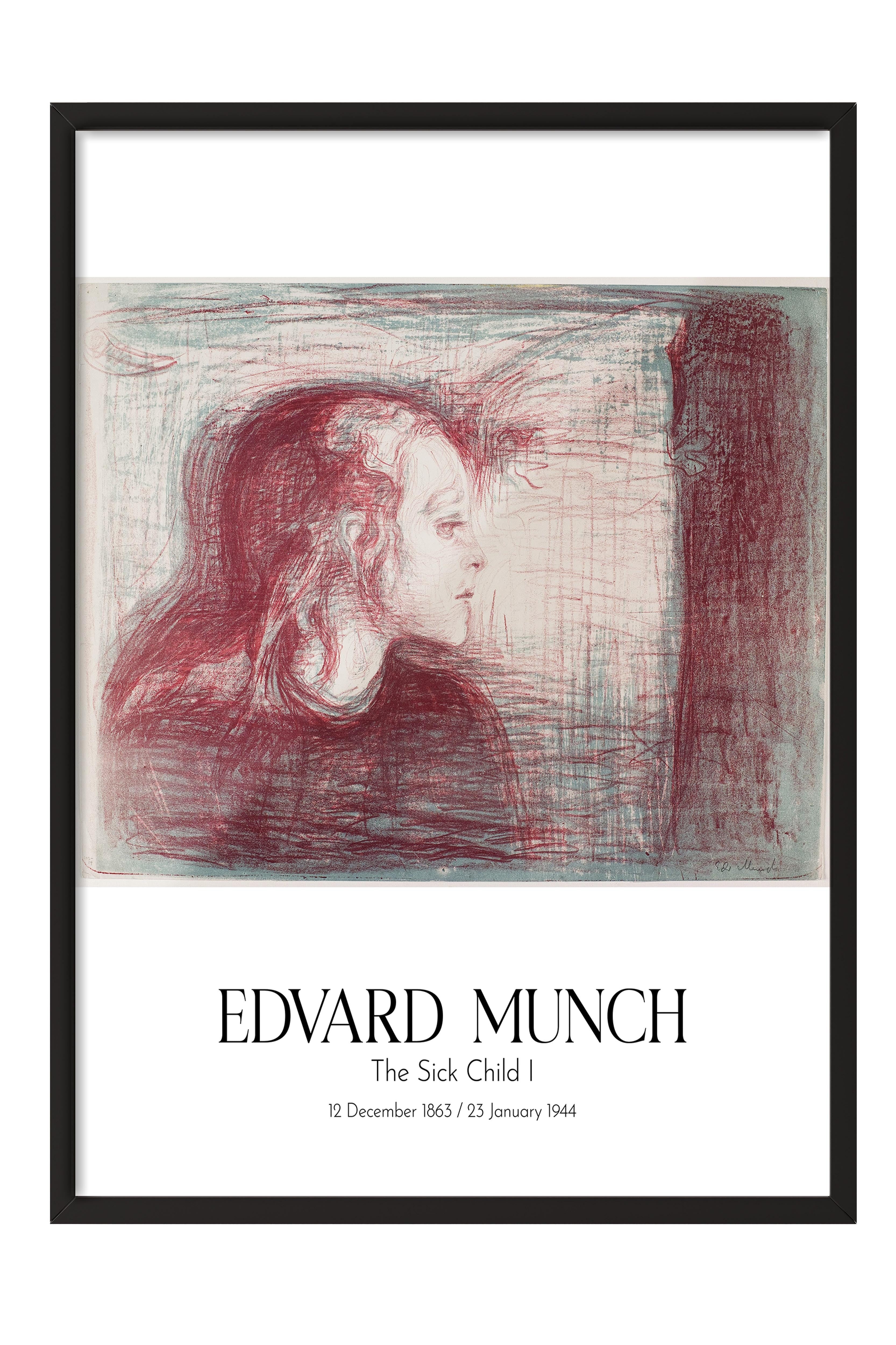 Edvard Munch - The Sick Child I, Siyah Çerçeveli Tablo, Sanat Serisi NO:111729