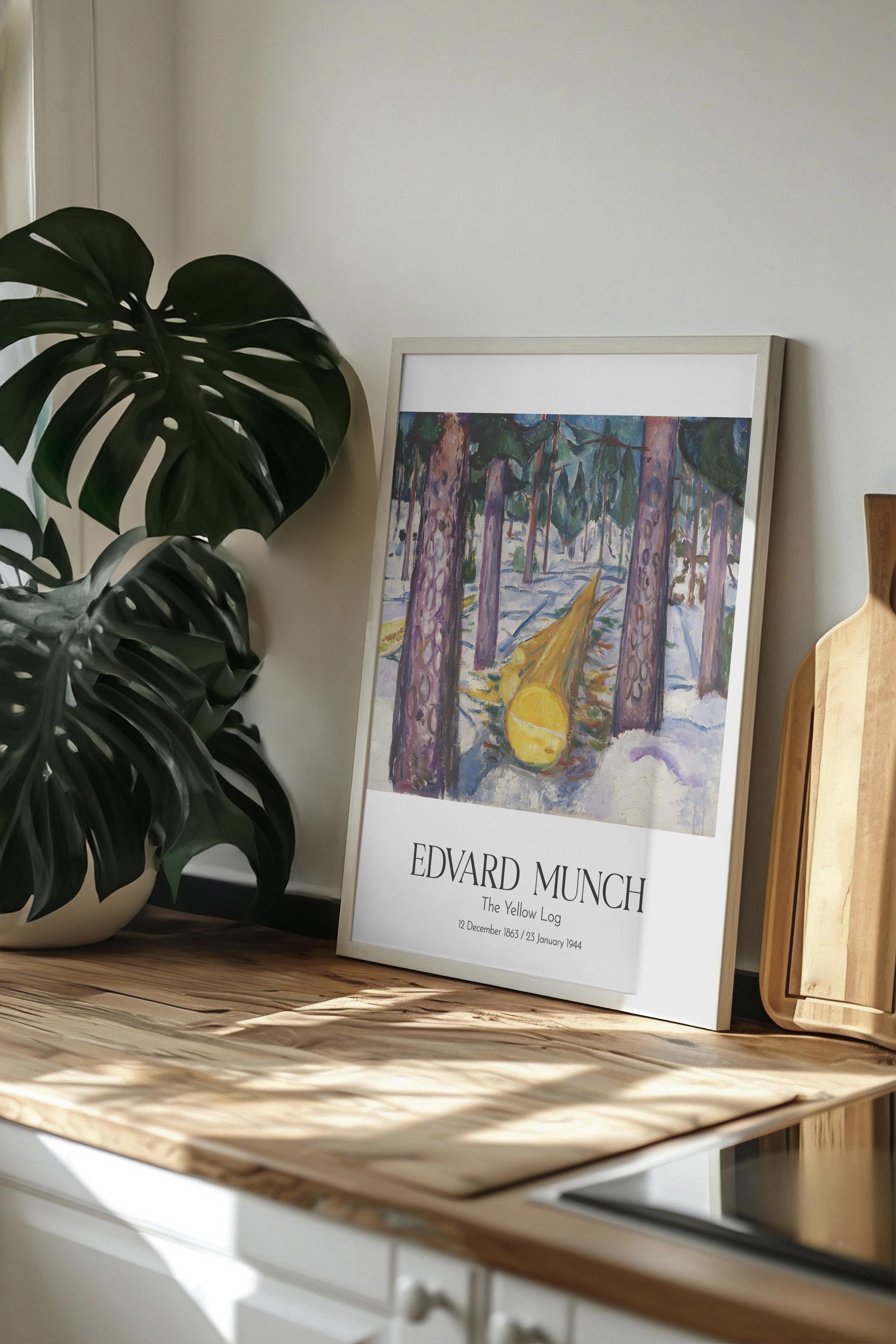 Edvard Munch - The Yellow Log, Beyaz Çerçeveli Tablo, Sanat Serisi NO:111731