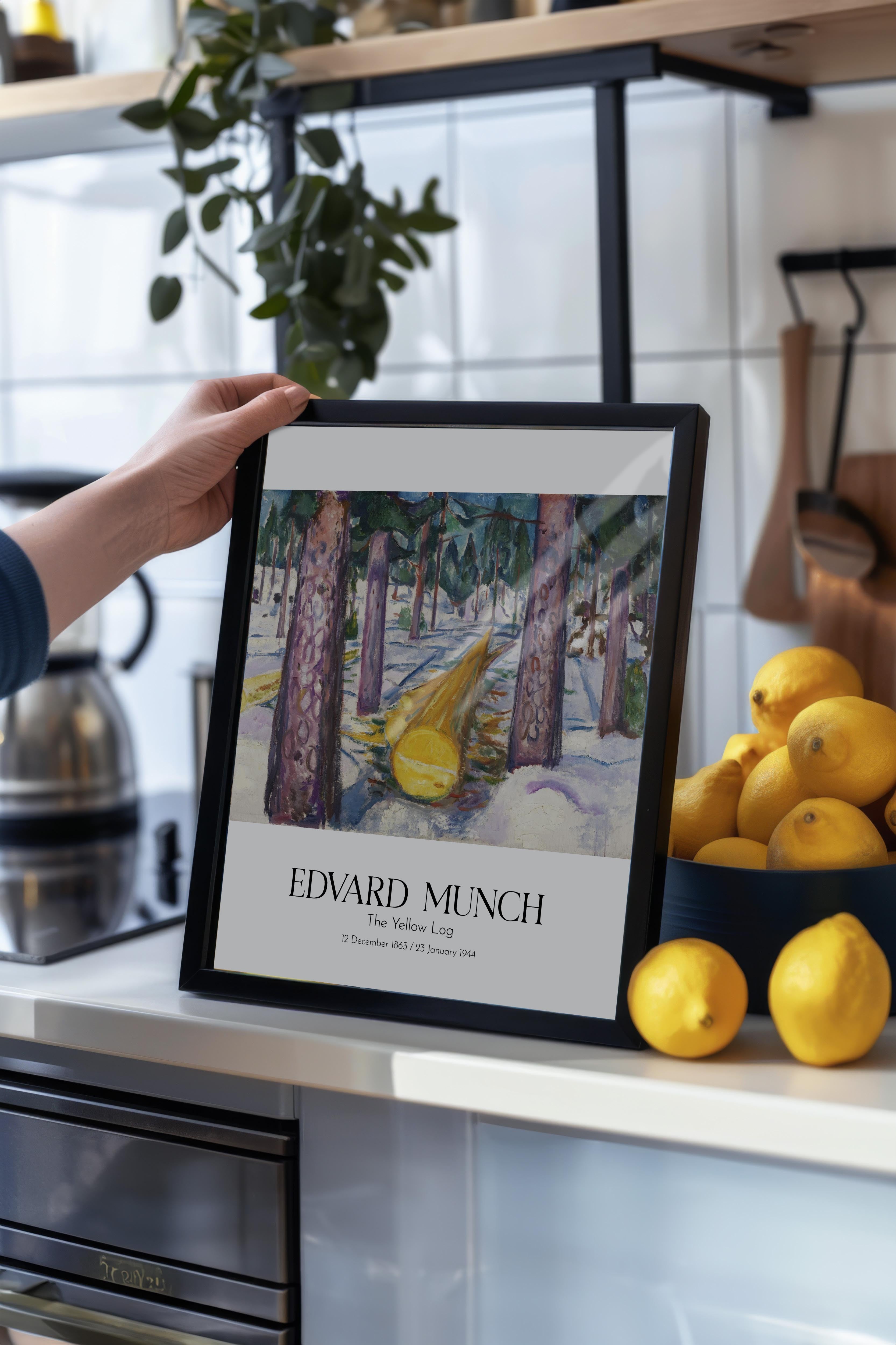 Edvard Munch - The Yellow Log, Siyah Çerçeveli Tablo, Sanat Serisi NO:111731
