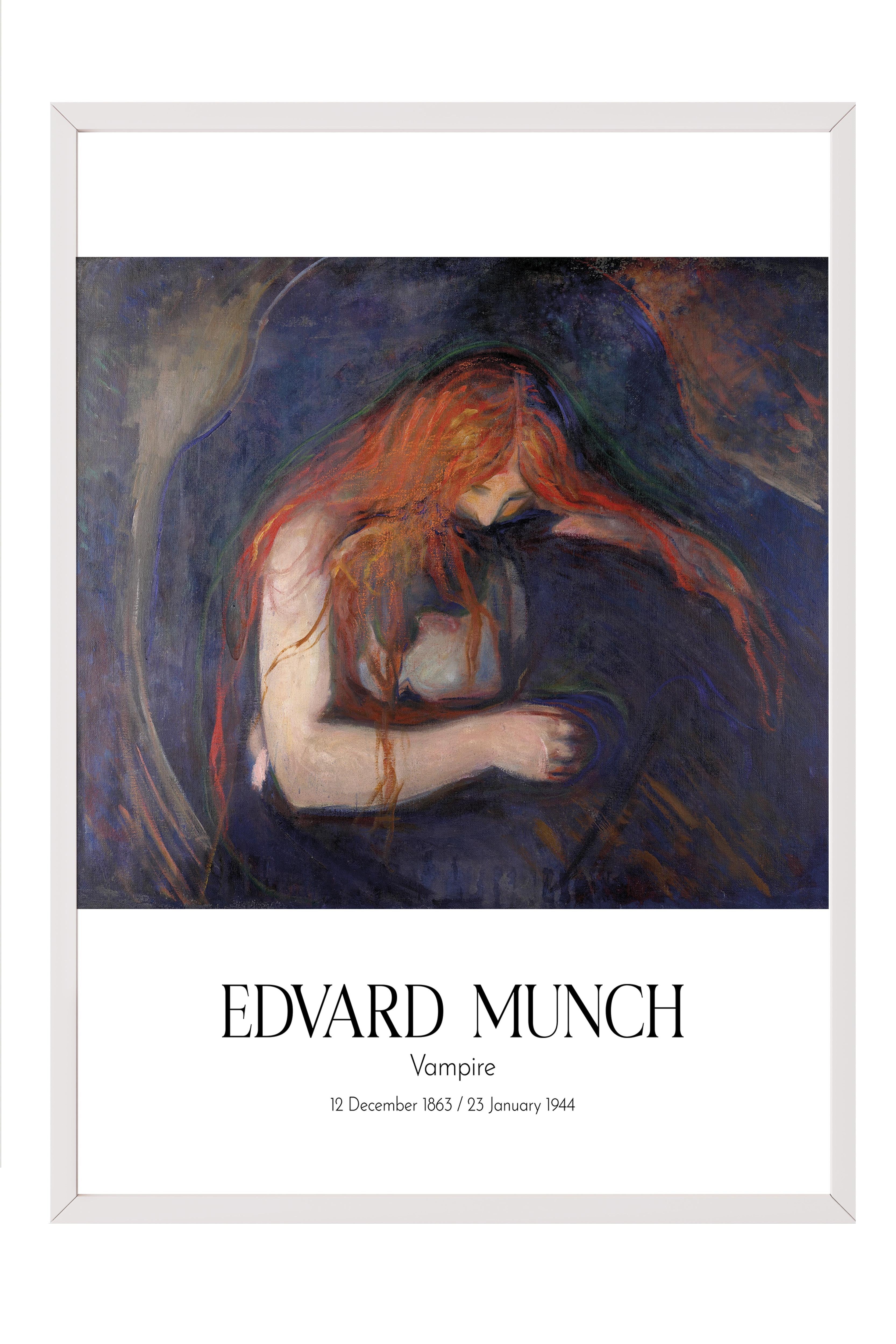 Edvard Munch - Vampire, Beyaz Çerçeveli Tablo, Sanat Serisi NO:111732