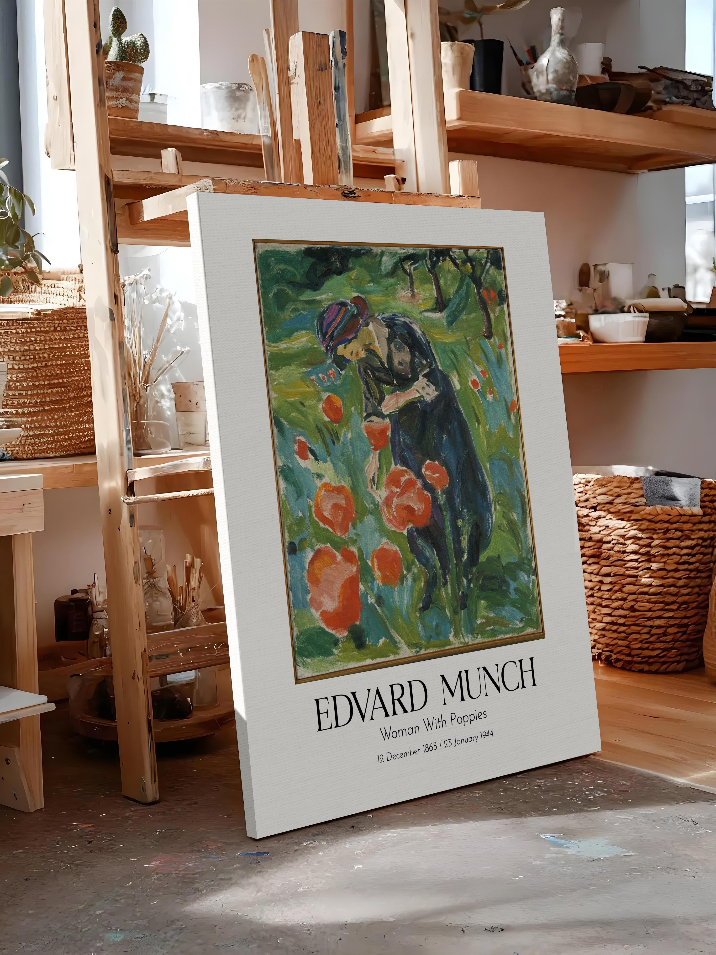 Edvard Munch - Woman With Poppies, Kanvas Tablo, Sanat Serisi NO:111734