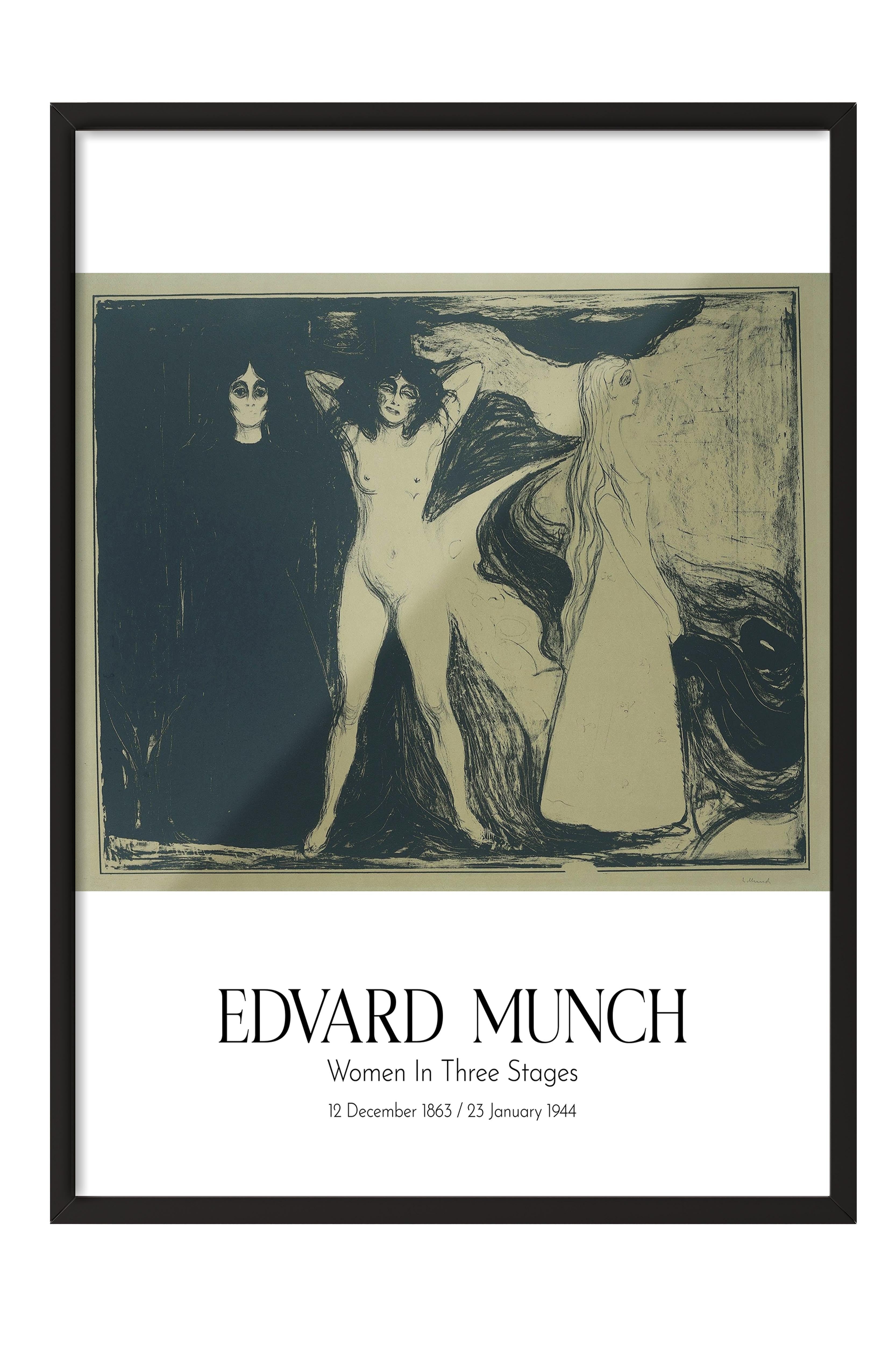 Edvard Munch - Women In Three Stages, Siyah Çerçeveli Tablo, Sanat Serisi NO:111735