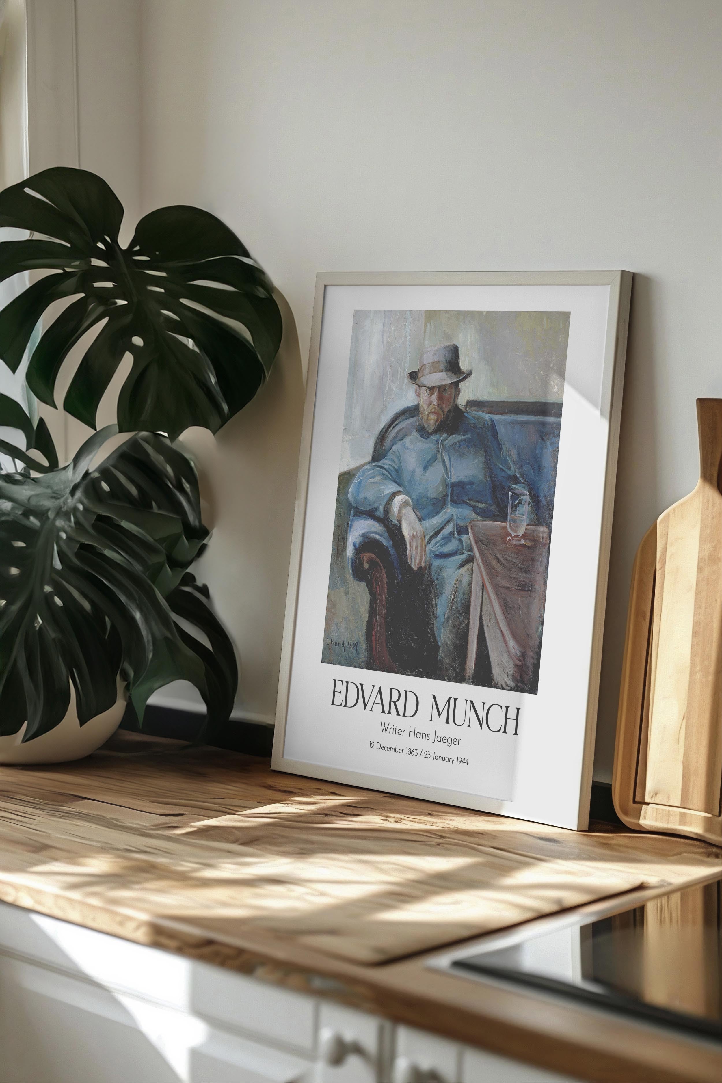 Edvard Munch - Writer Hans Jaeger, Beyaz Çerçeveli Tablo, Sanat Serisi NO:111736