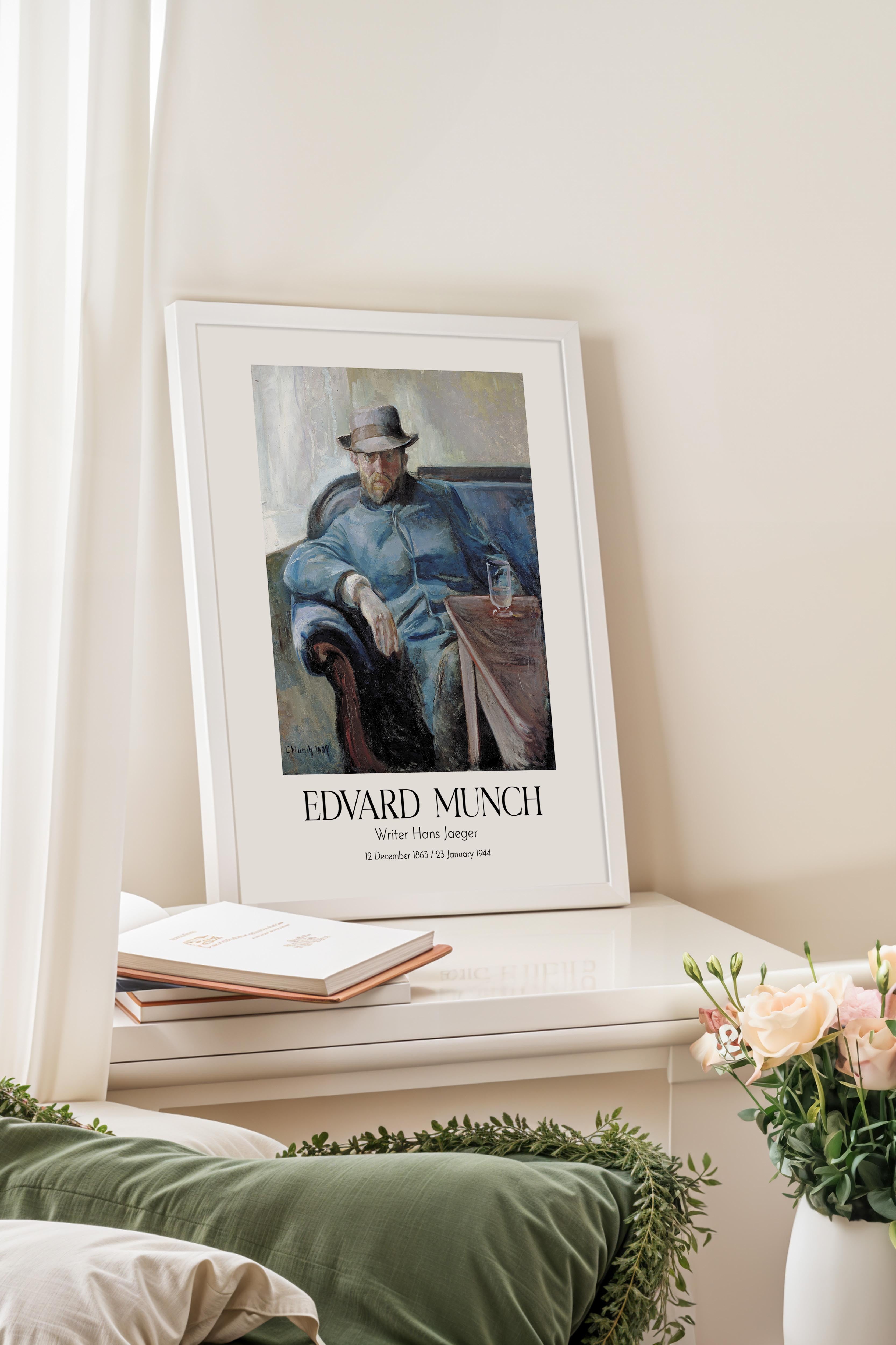 Edvard Munch - Writer Hans Jaeger, Beyaz Çerçeveli Tablo, Sanat Serisi NO:111736