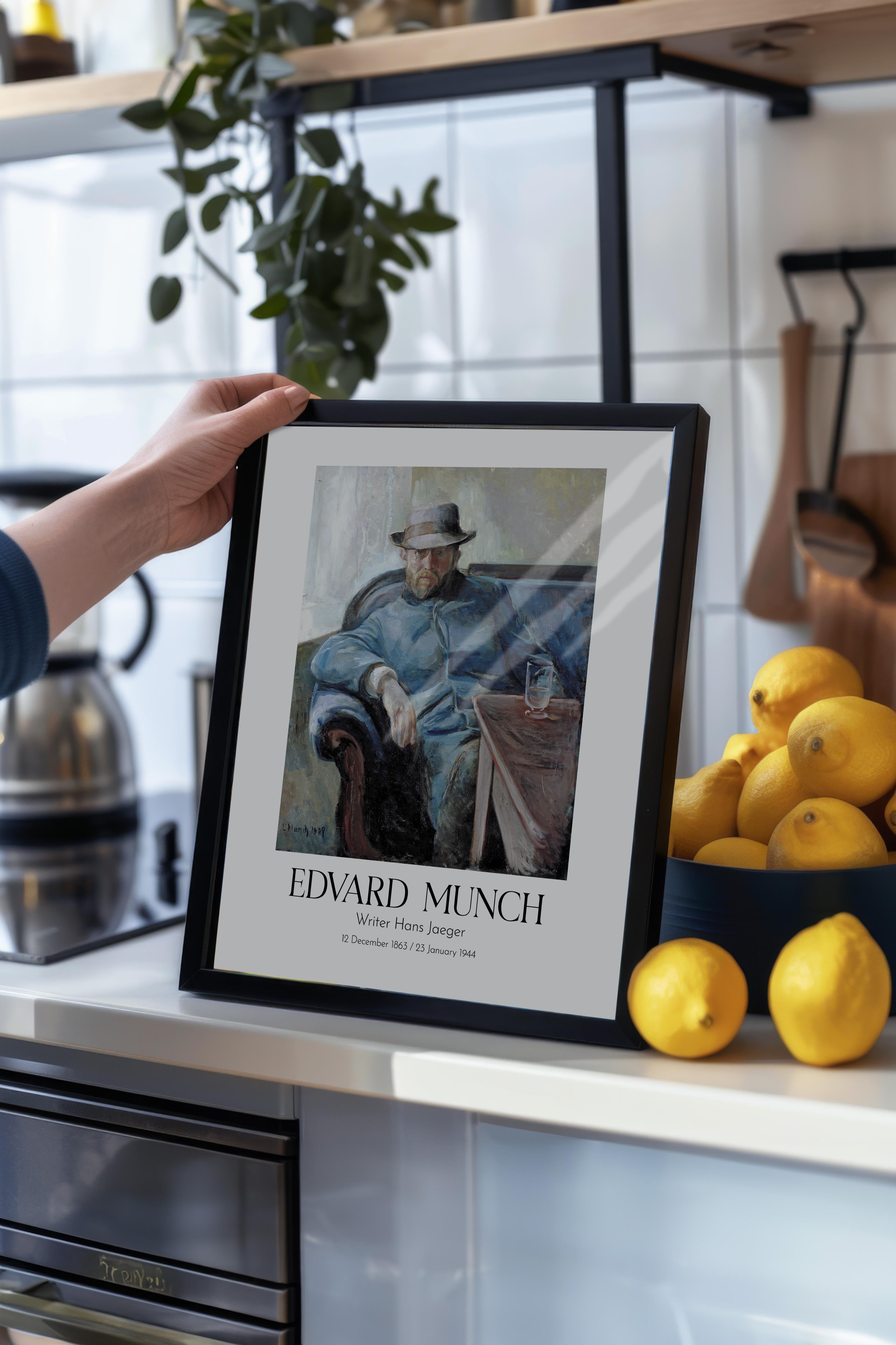 Edvard Munch - Writer Hans Jaeger, Siyah Çerçeveli Tablo, Sanat Serisi NO:111736