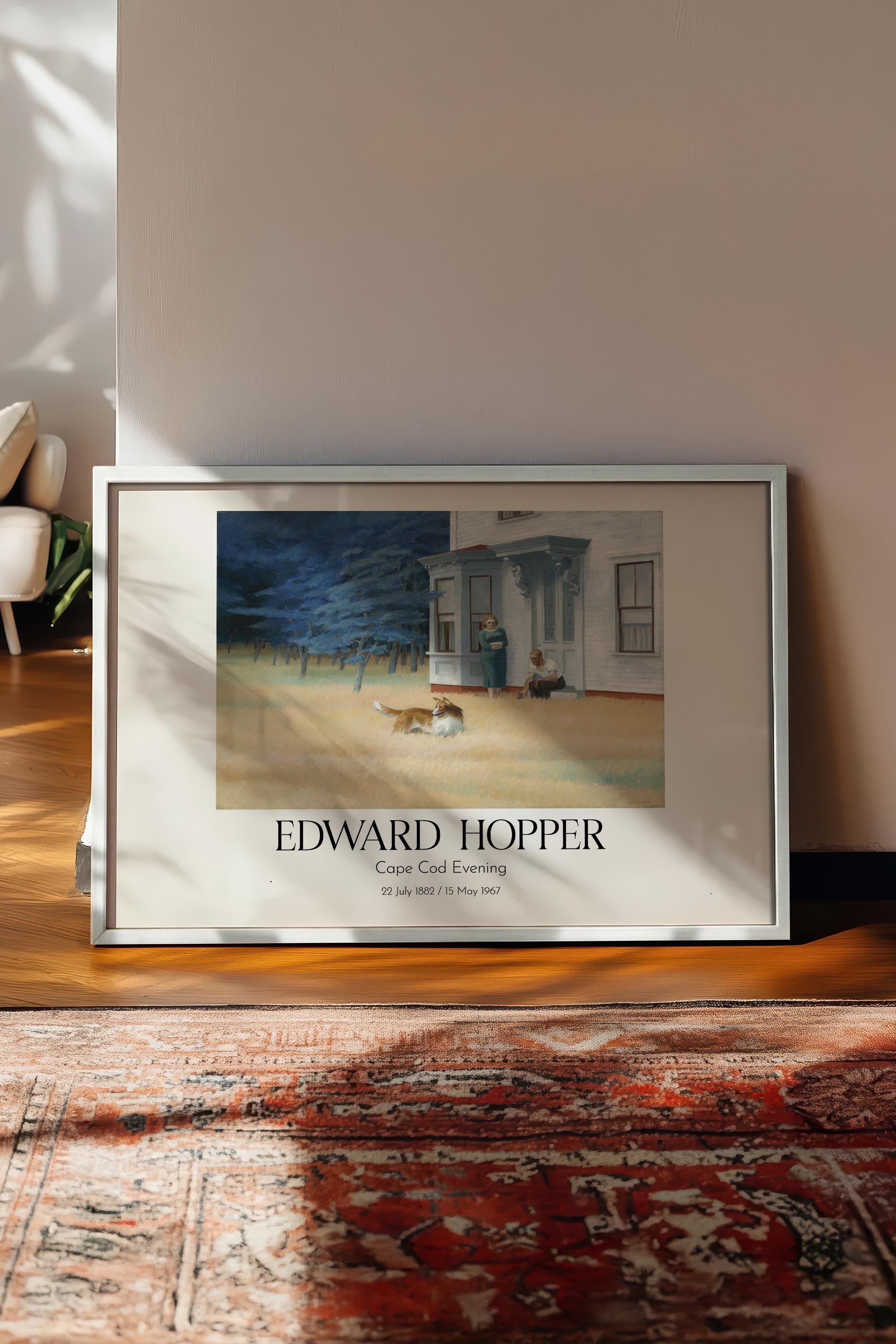 Edward Hopper - Cape Cod Evening, Beyaz Çerçeveli Tablo, Sanat Serisi NO:110186
