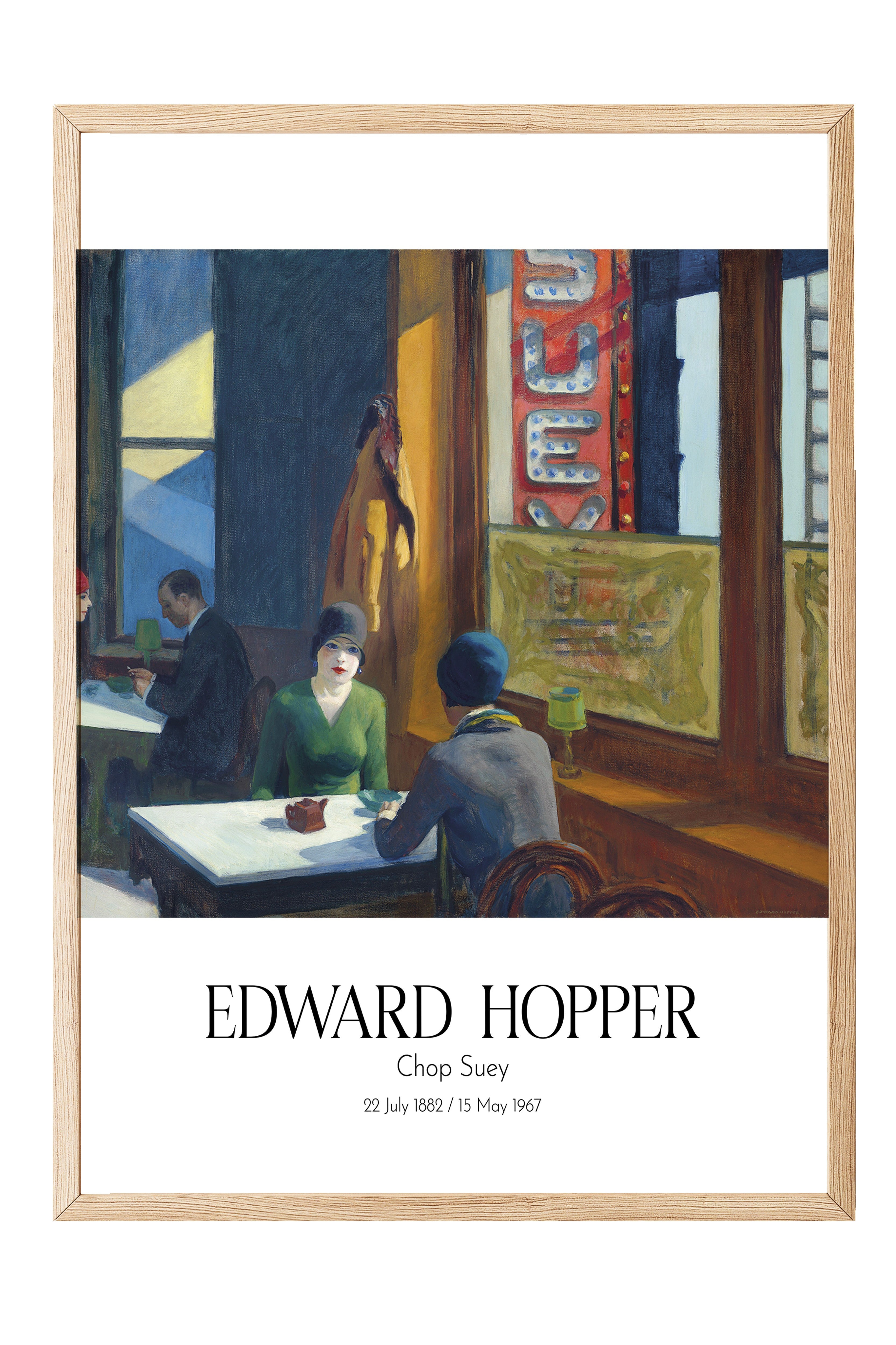 Edward Hopper - Chop Suey, Ahşap Çerçeveli Tablo, Sanat Serisi NO:110173