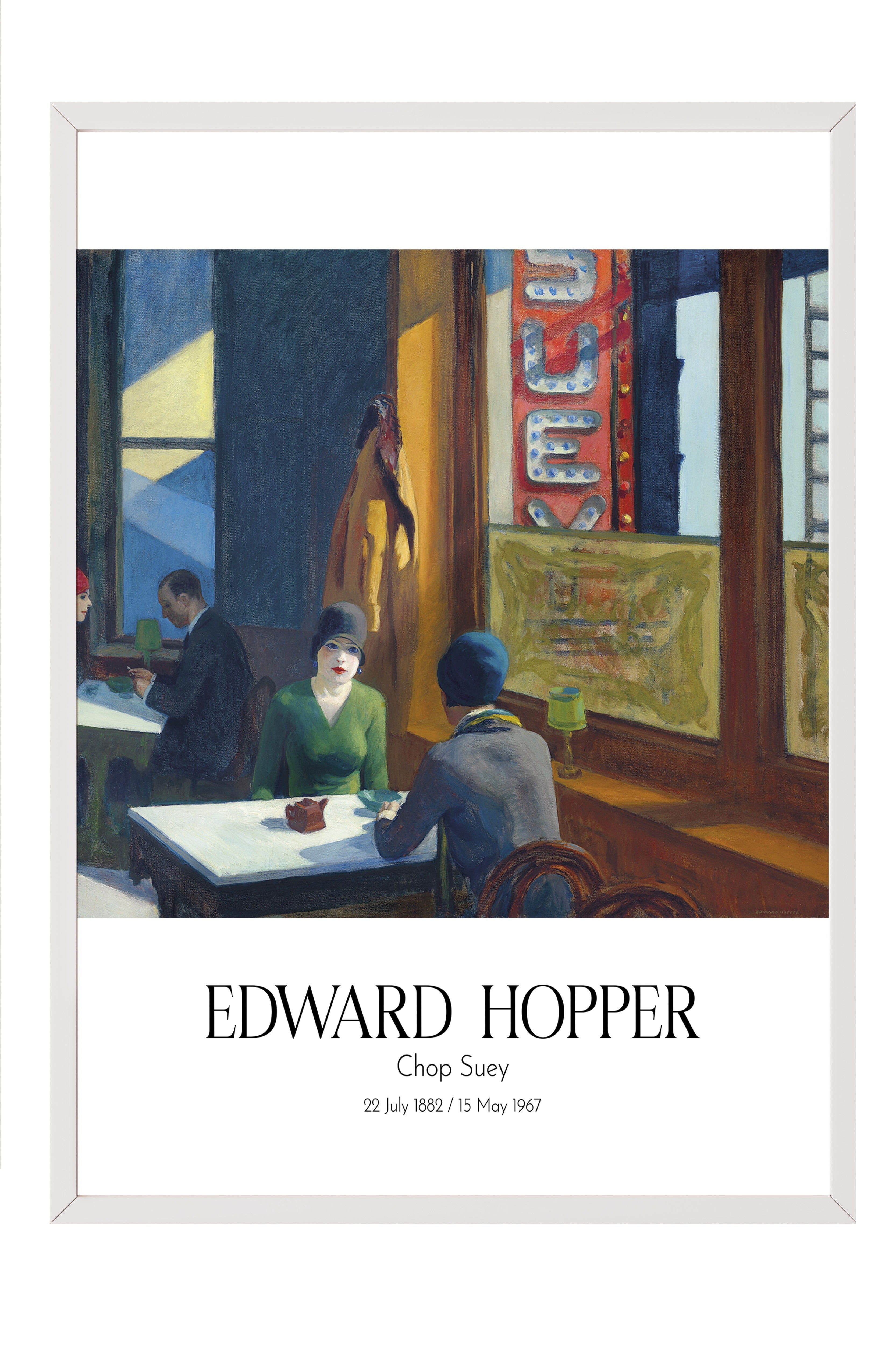 Edward Hopper - Chop Suey, Beyaz Çerçeveli Tablo, Sanat Serisi NO:110173