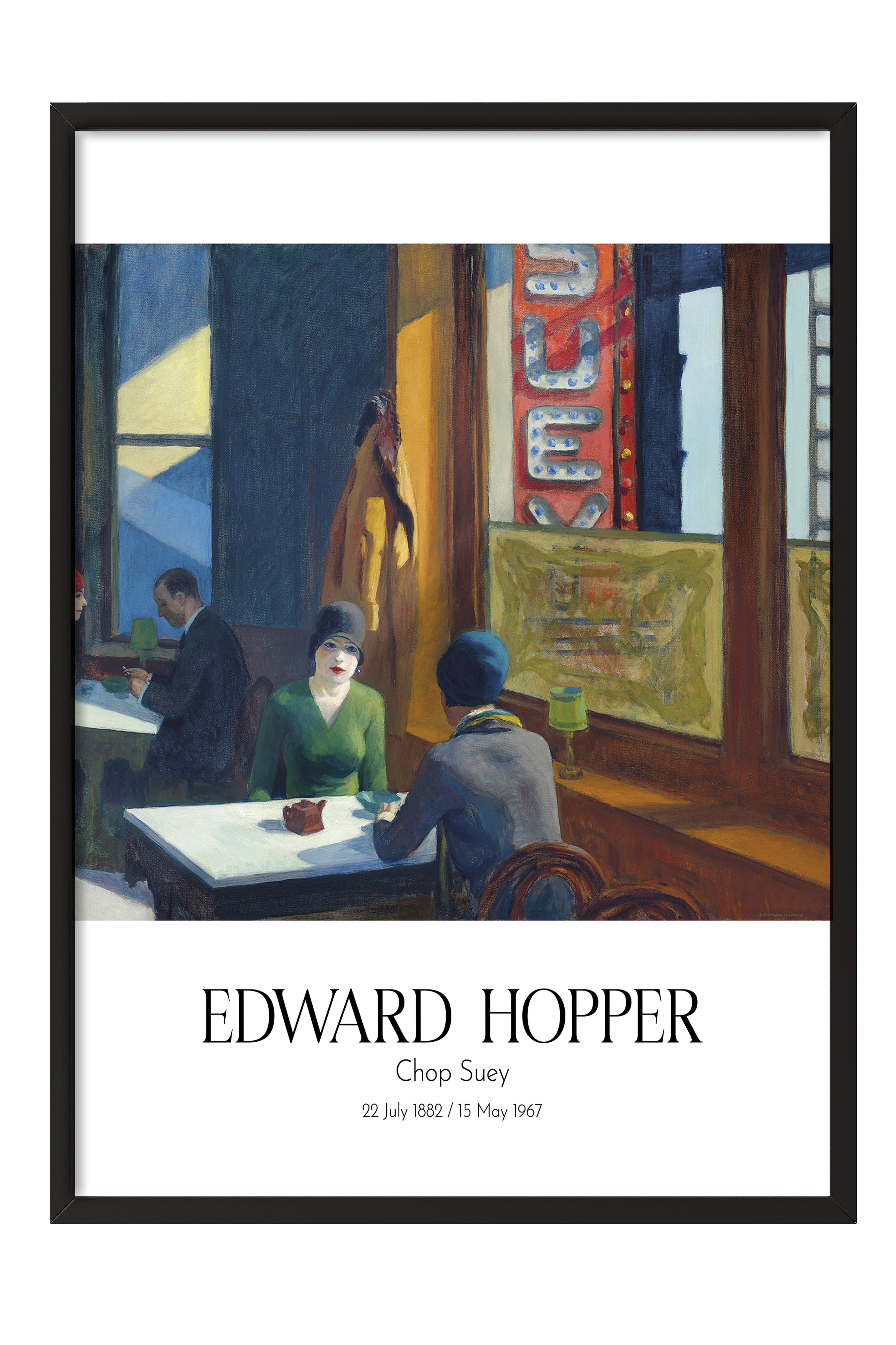 Edward Hopper - Chop Suey, Siyah Çerçeveli Tablo, Sanat Serisi NO:110173