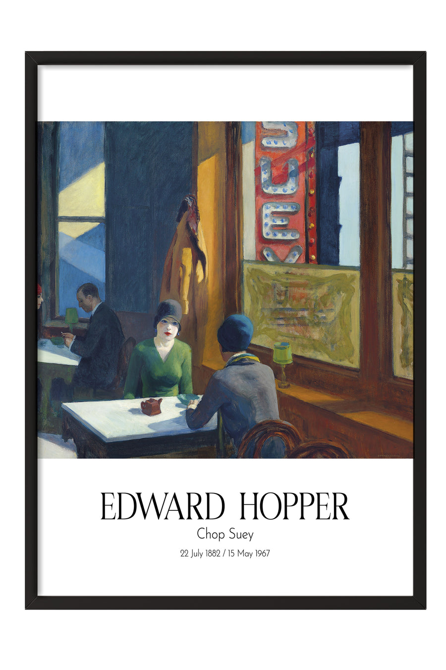 Edward Hopper - Chop Suey, Siyah Çerçeveli Tablo, Sanat Serisi NO:110173