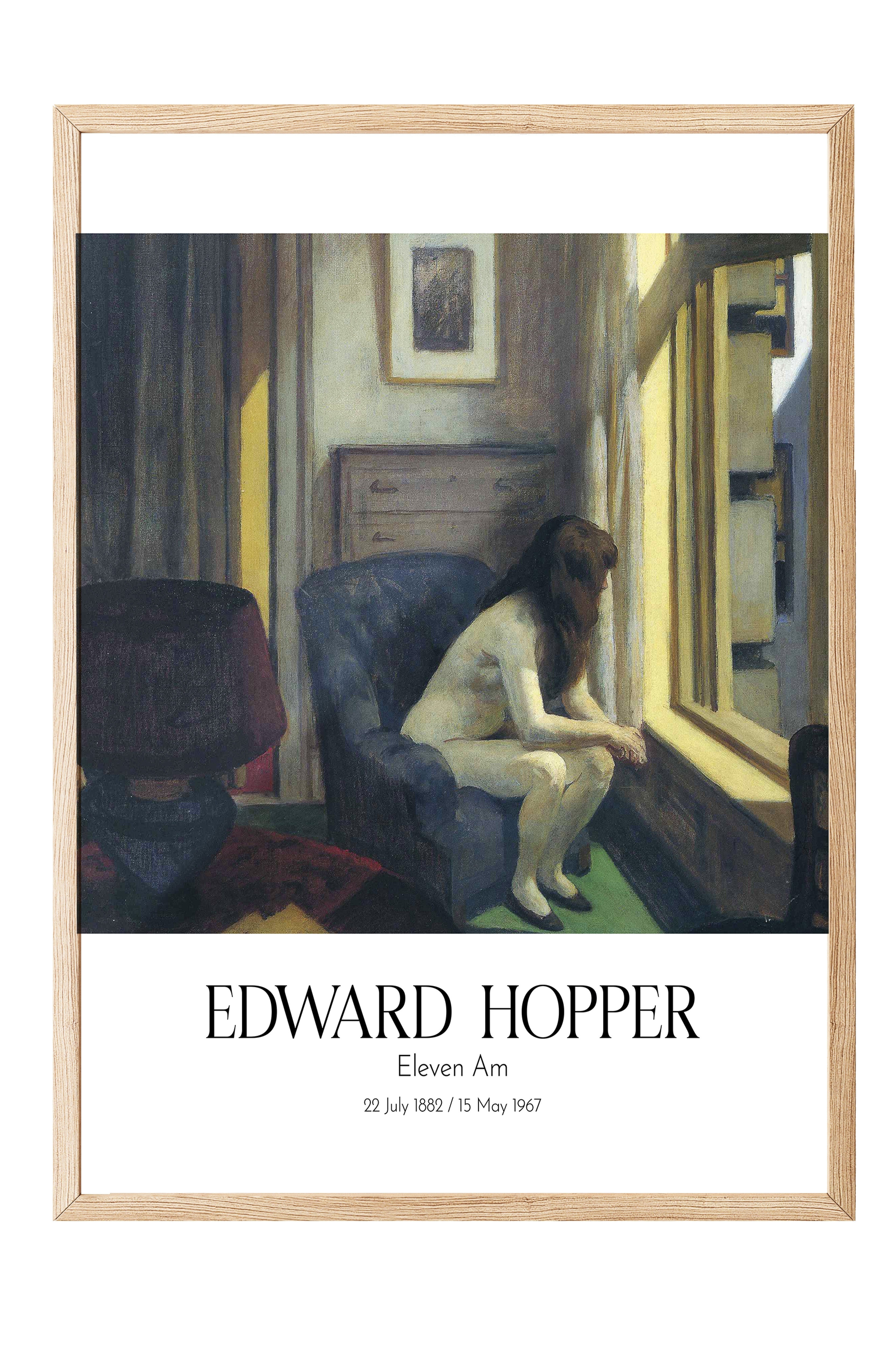 Edward Hopper - Eleven Am, Ahşap Çerçeveli Tablo, Sanat Serisi NO:110175