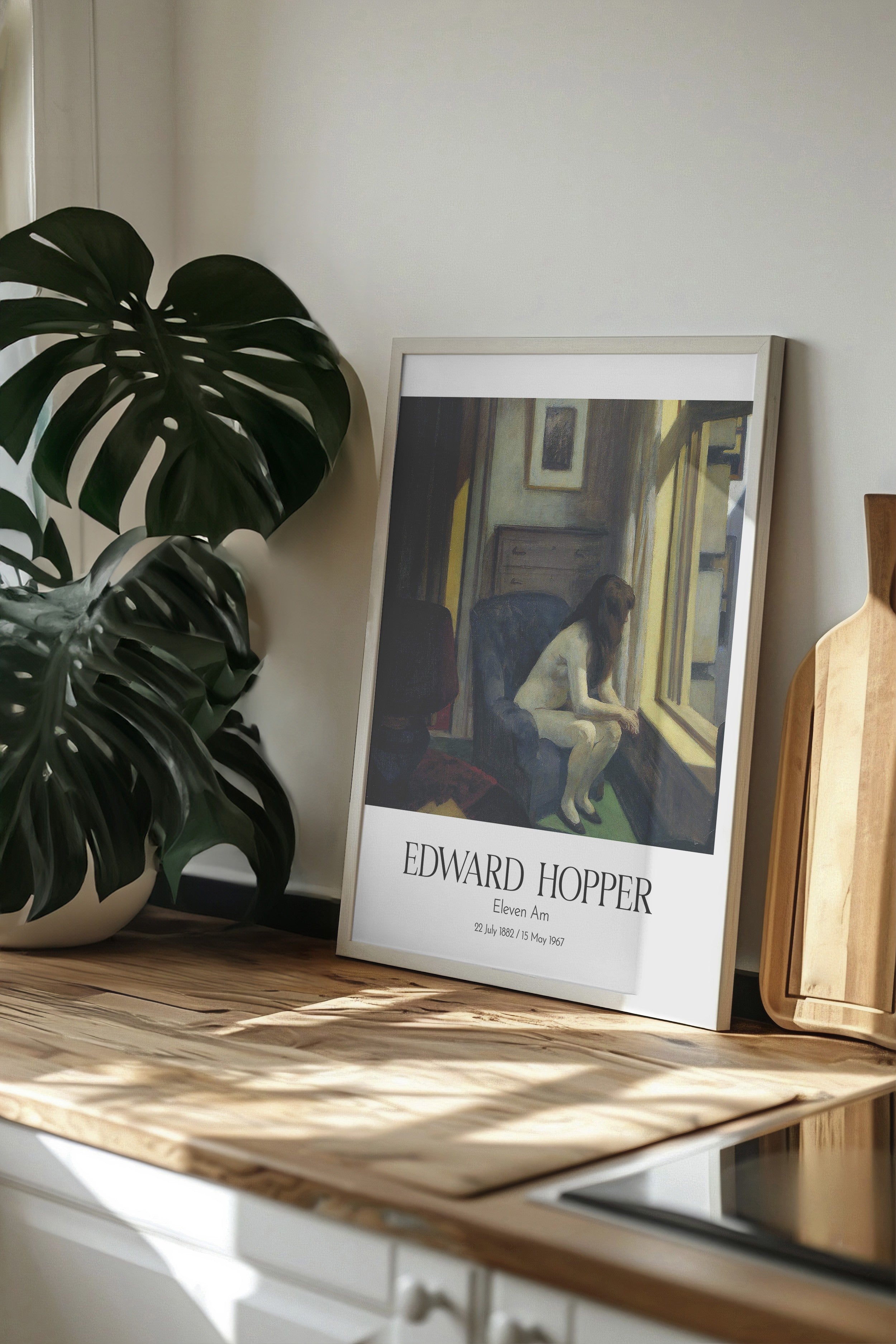 Edward Hopper - Eleven Am, Beyaz Çerçeveli Tablo, Sanat Serisi NO:110175
