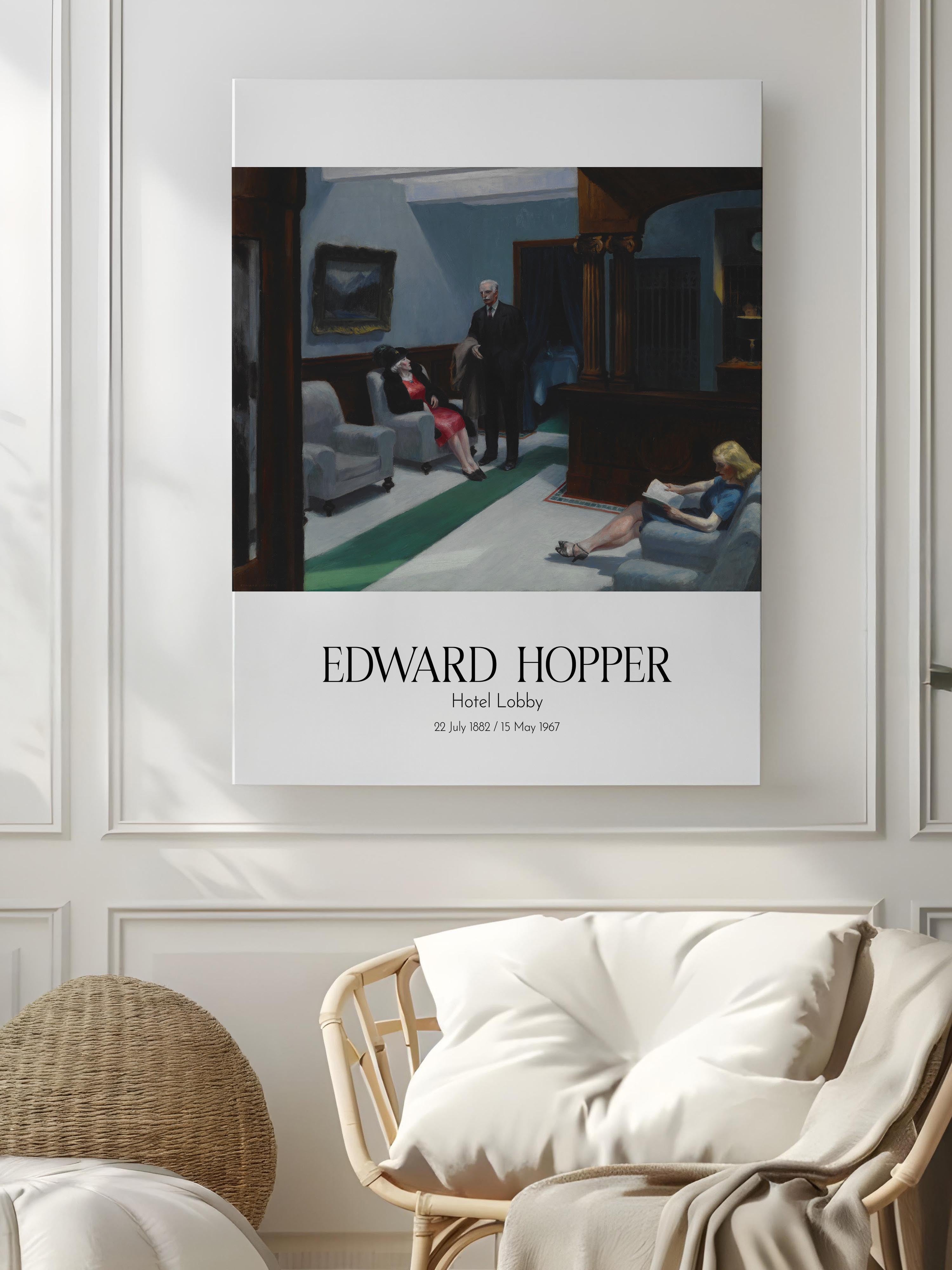 Edward Hopper - Hotel Lobby, Kanvas Tablo, Sanat Serisi NO:110176