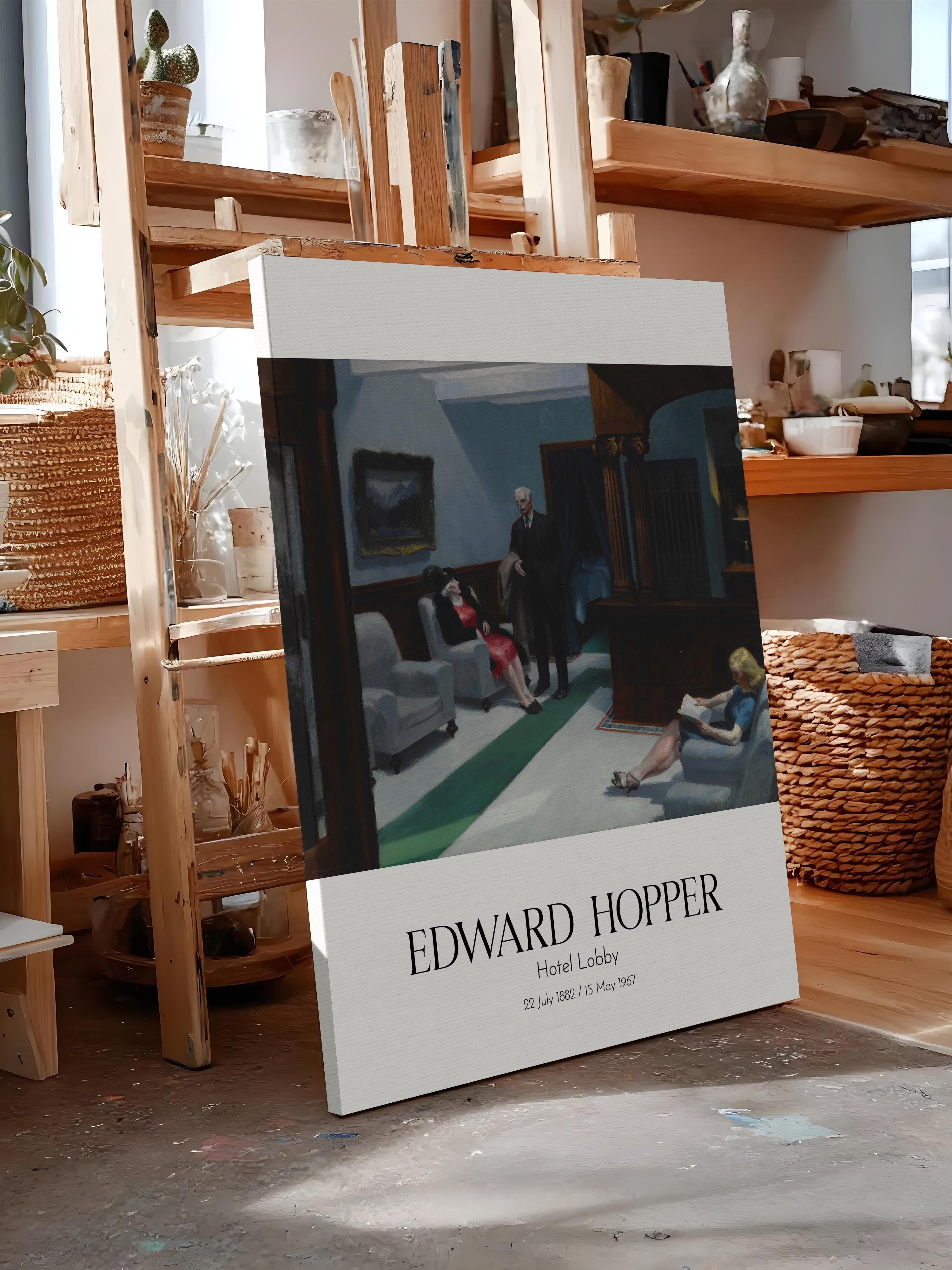 Edward Hopper - Hotel Lobby, Kanvas Tablo, Sanat Serisi NO:110176