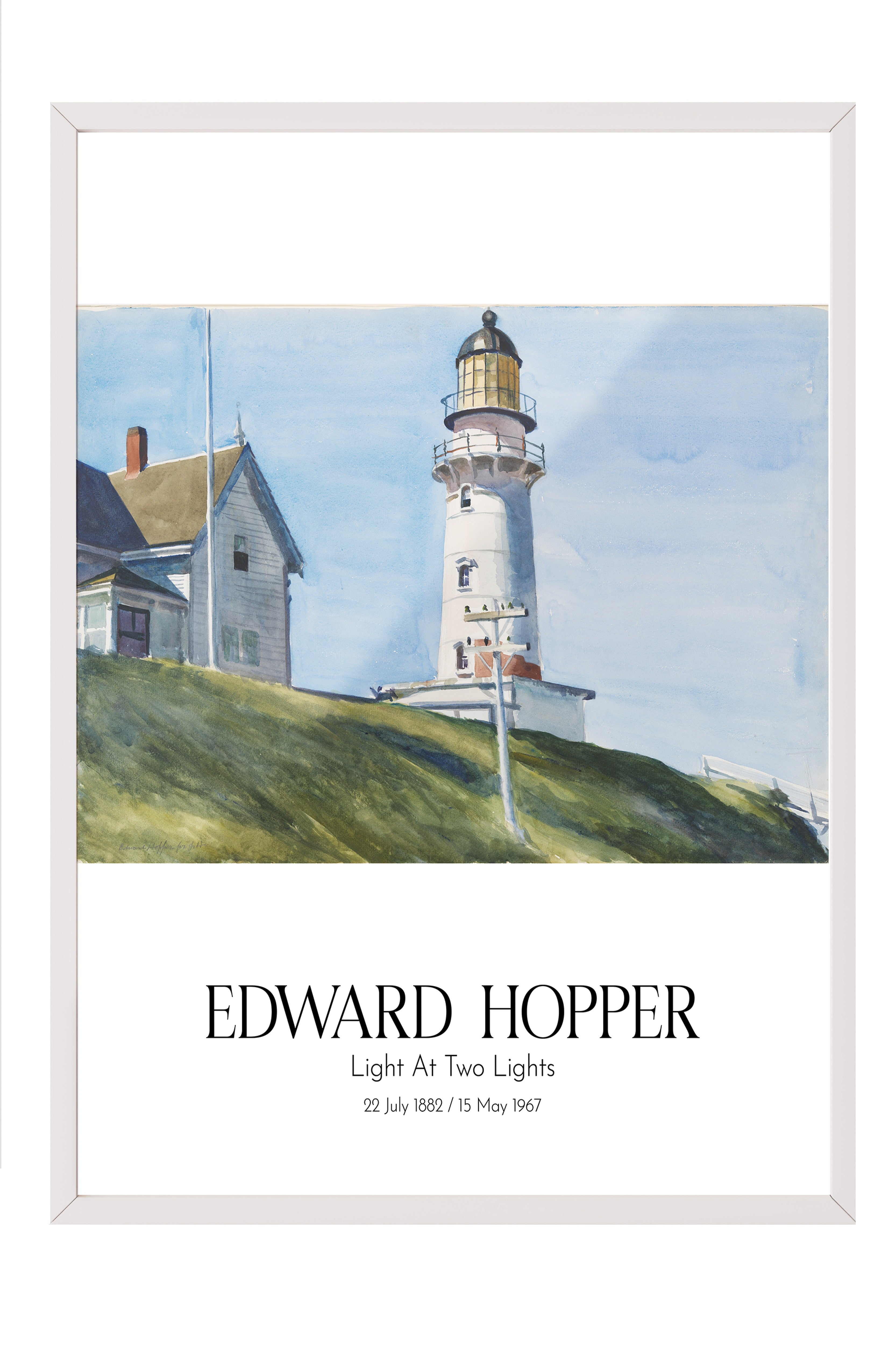 Edward Hopper - Light At Two Lights, Beyaz Çerçeveli Tablo, Sanat Serisi NO:110177