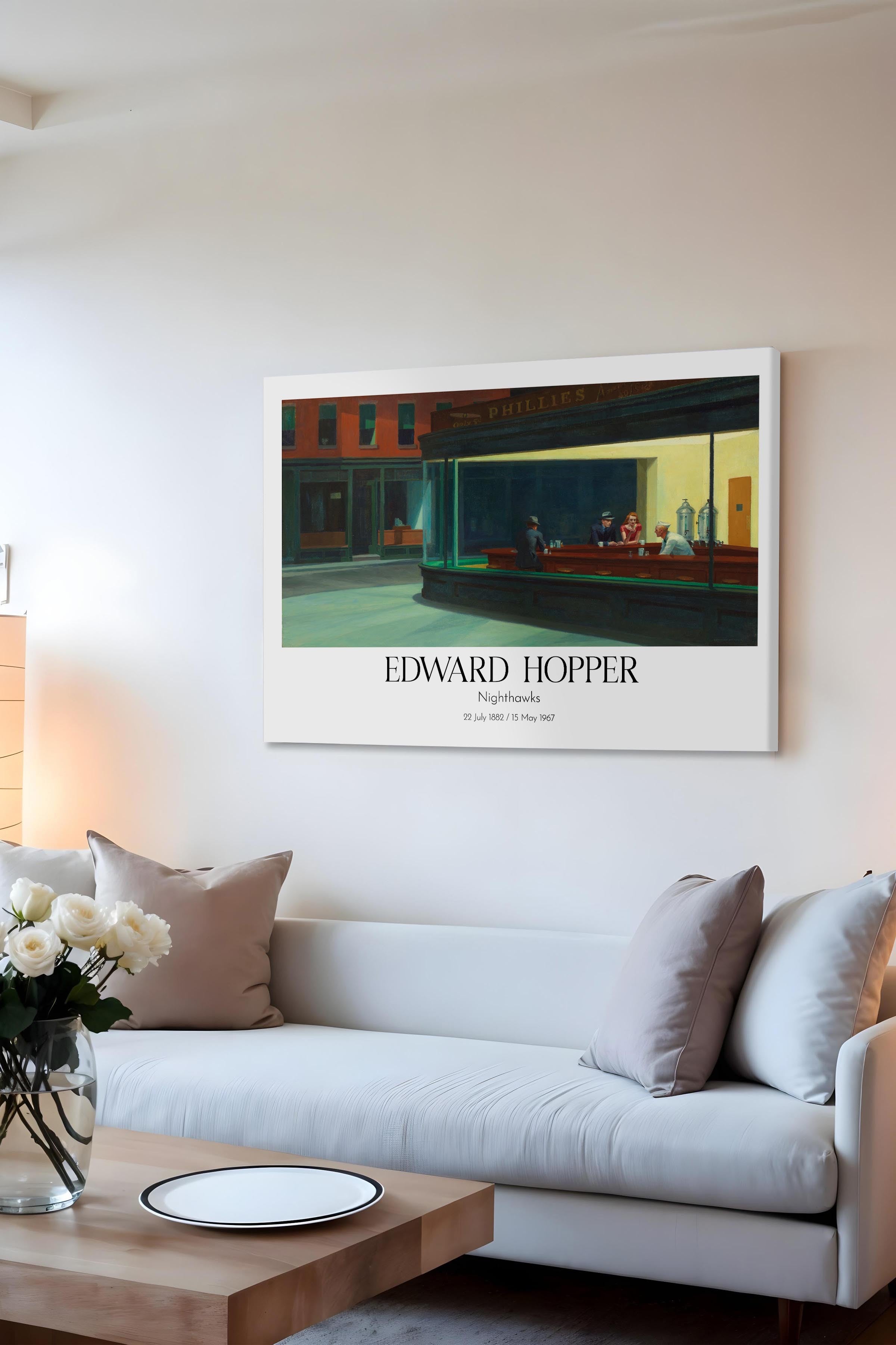 Edward Hopper - Nighthawks, Kanvas Tablo, Sanat Serisi NO:110192