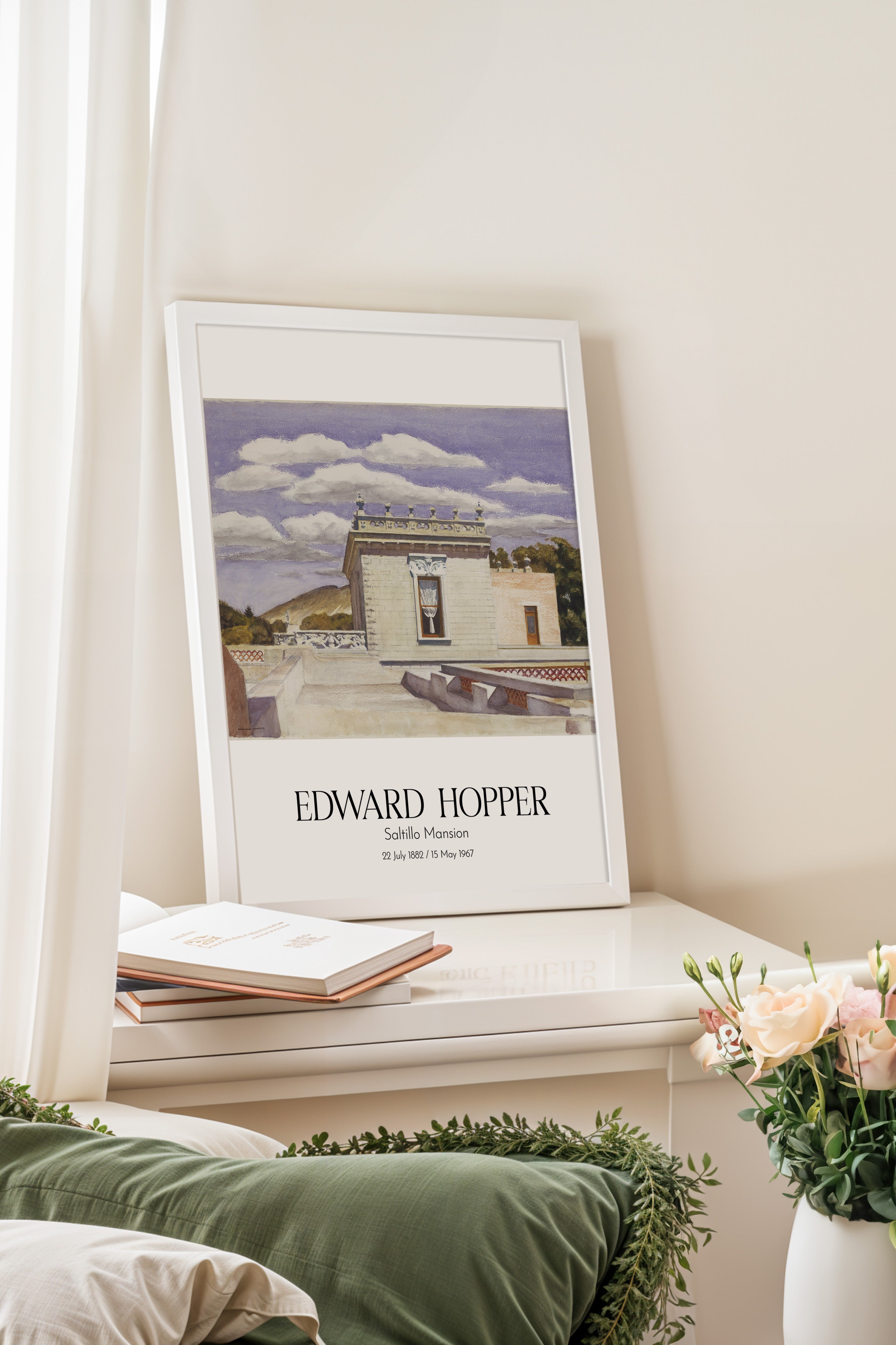 Edward Hopper - Saltillo Mansion, Beyaz Çerçeveli Tablo, Sanat Serisi NO:110184