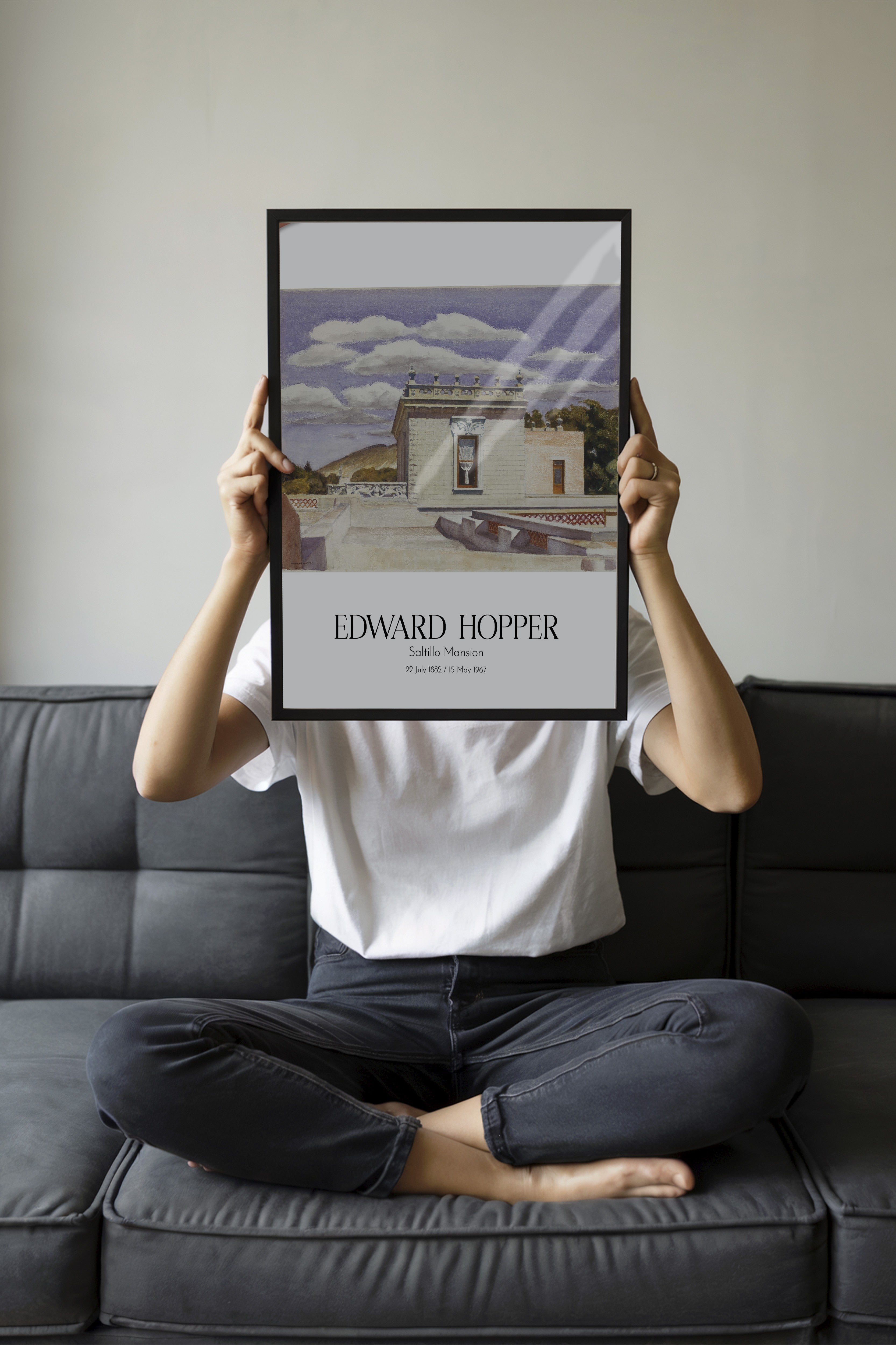 Edward Hopper - Saltillo Mansion, Siyah Çerçeveli Tablo, Sanat Serisi NO:110184