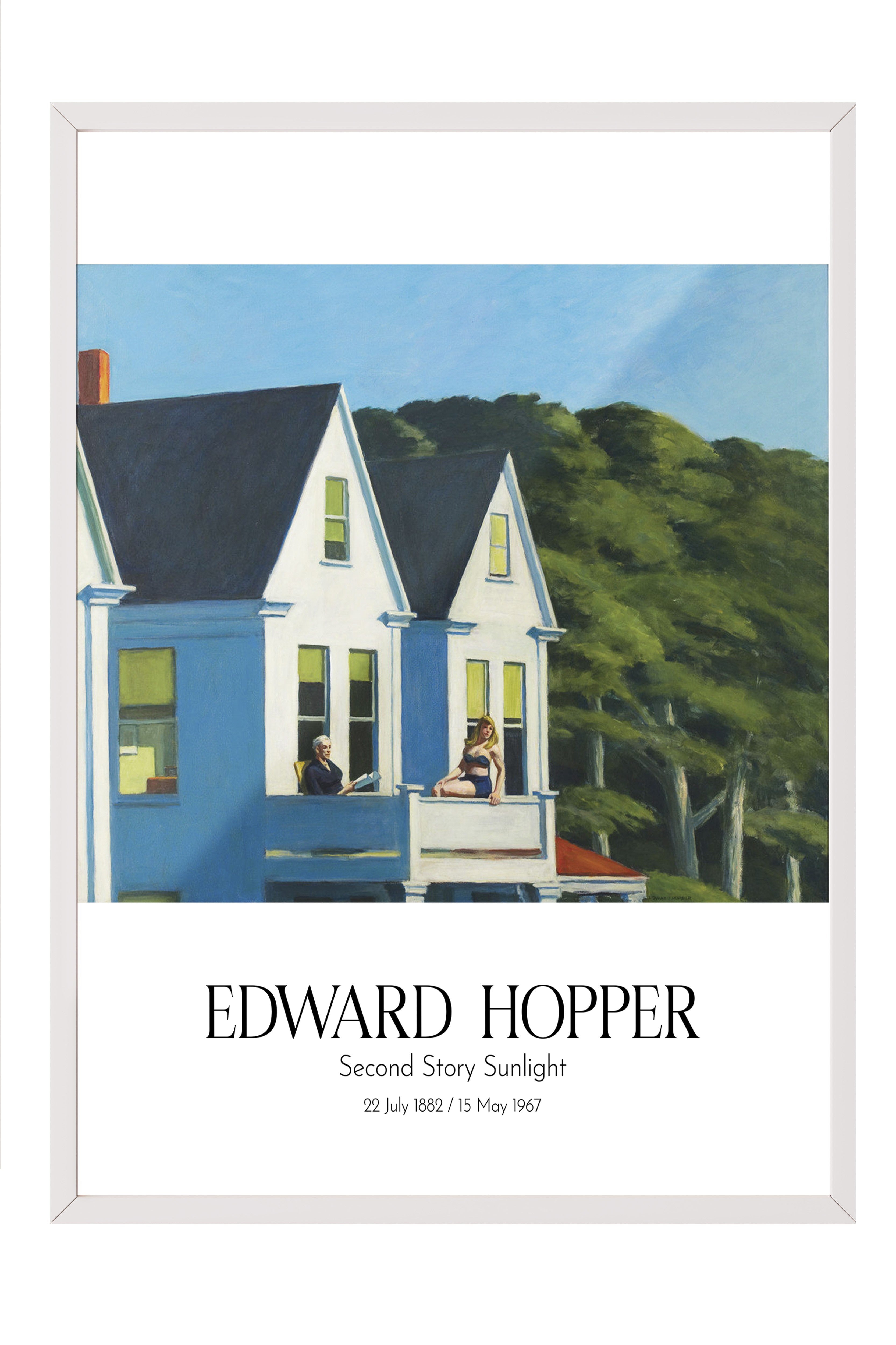Edward Hopper - Second Story Sunlight, Beyaz Çerçeveli Tablo, Sanat Serisi NO:110180