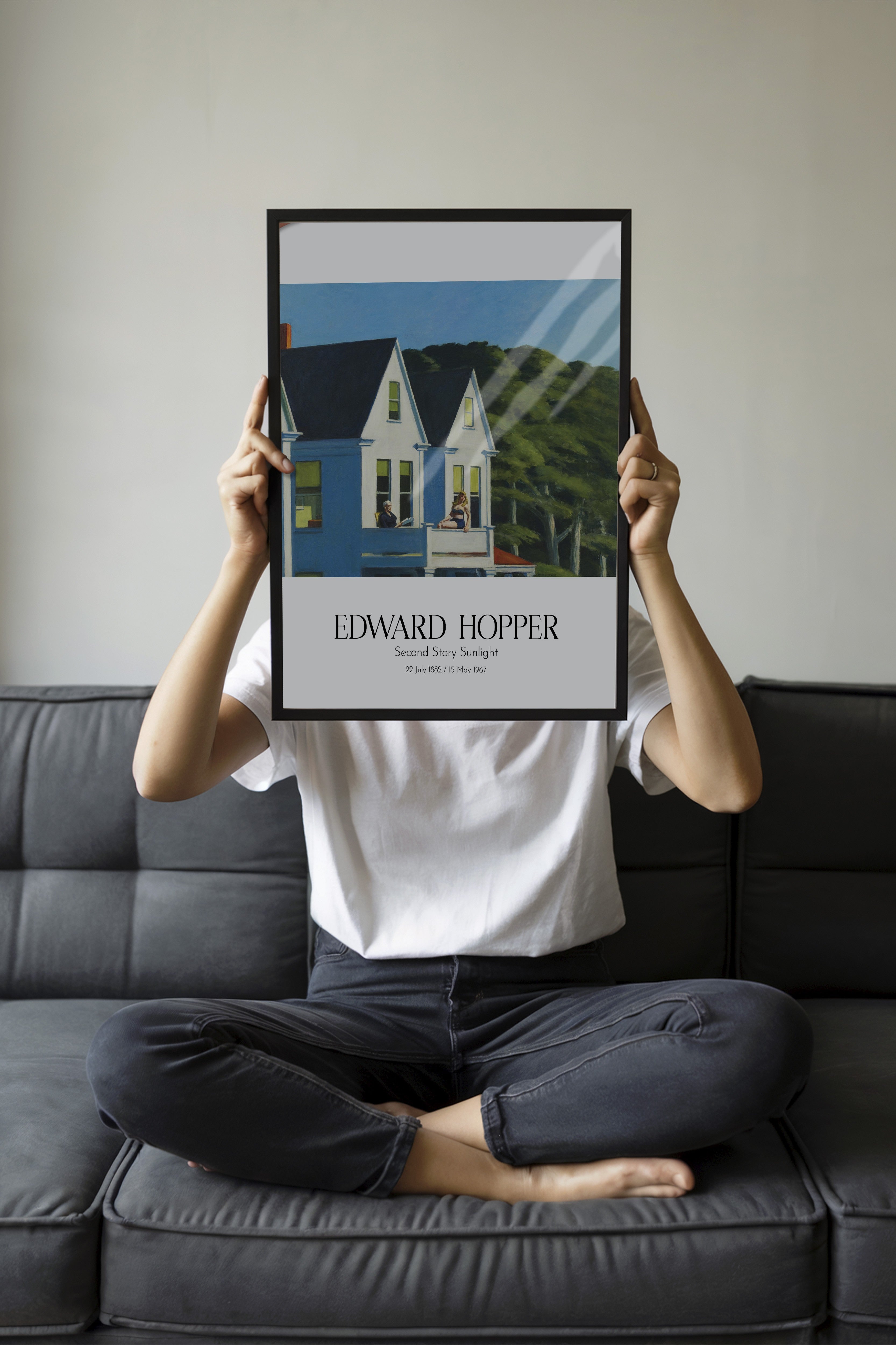 Edward Hopper - Second Story Sunlight, Siyah Çerçeveli Tablo, Sanat Serisi NO:110180