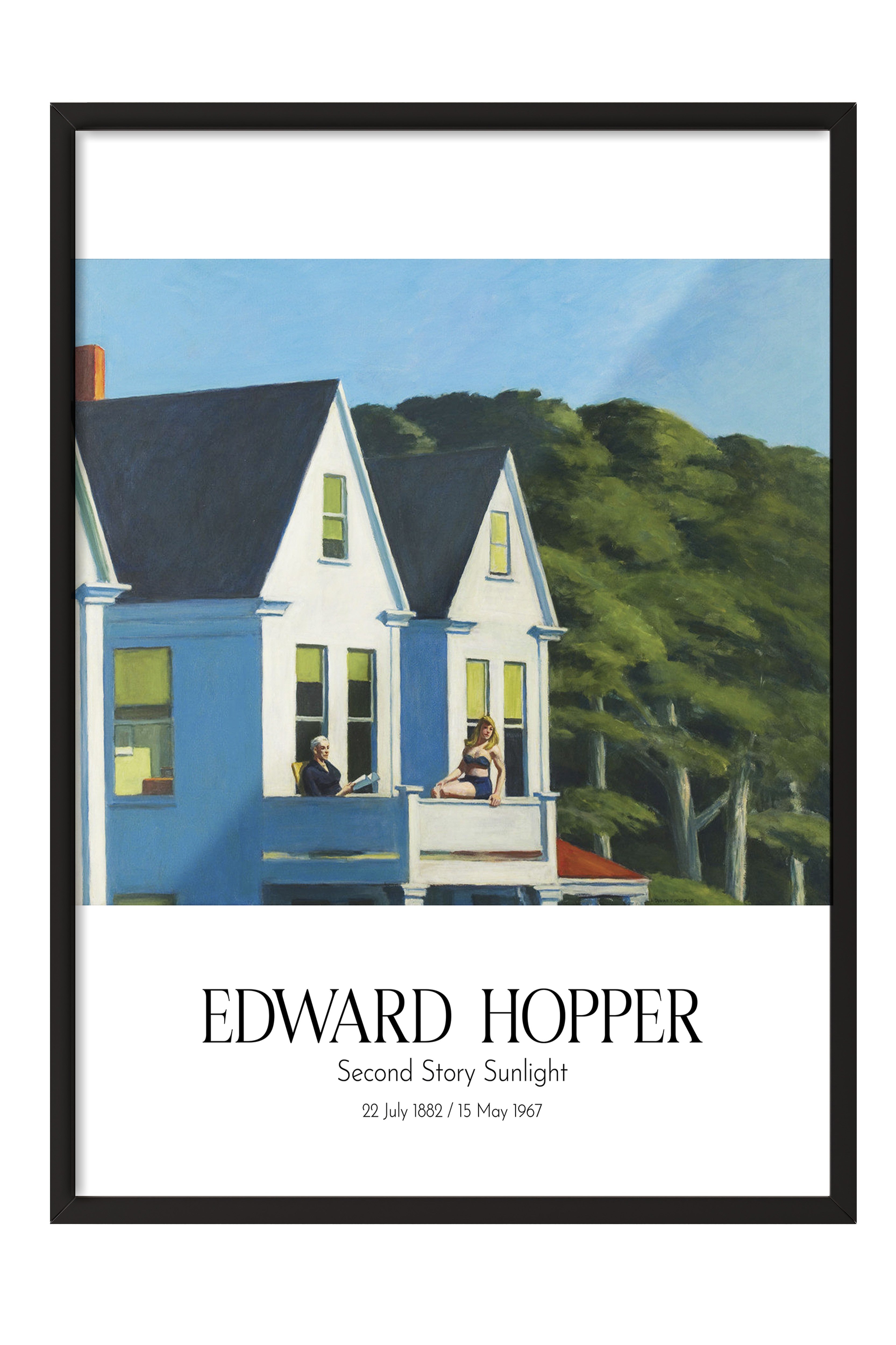 Edward Hopper - Second Story Sunlight, Siyah Çerçeveli Tablo, Sanat Serisi NO:110180