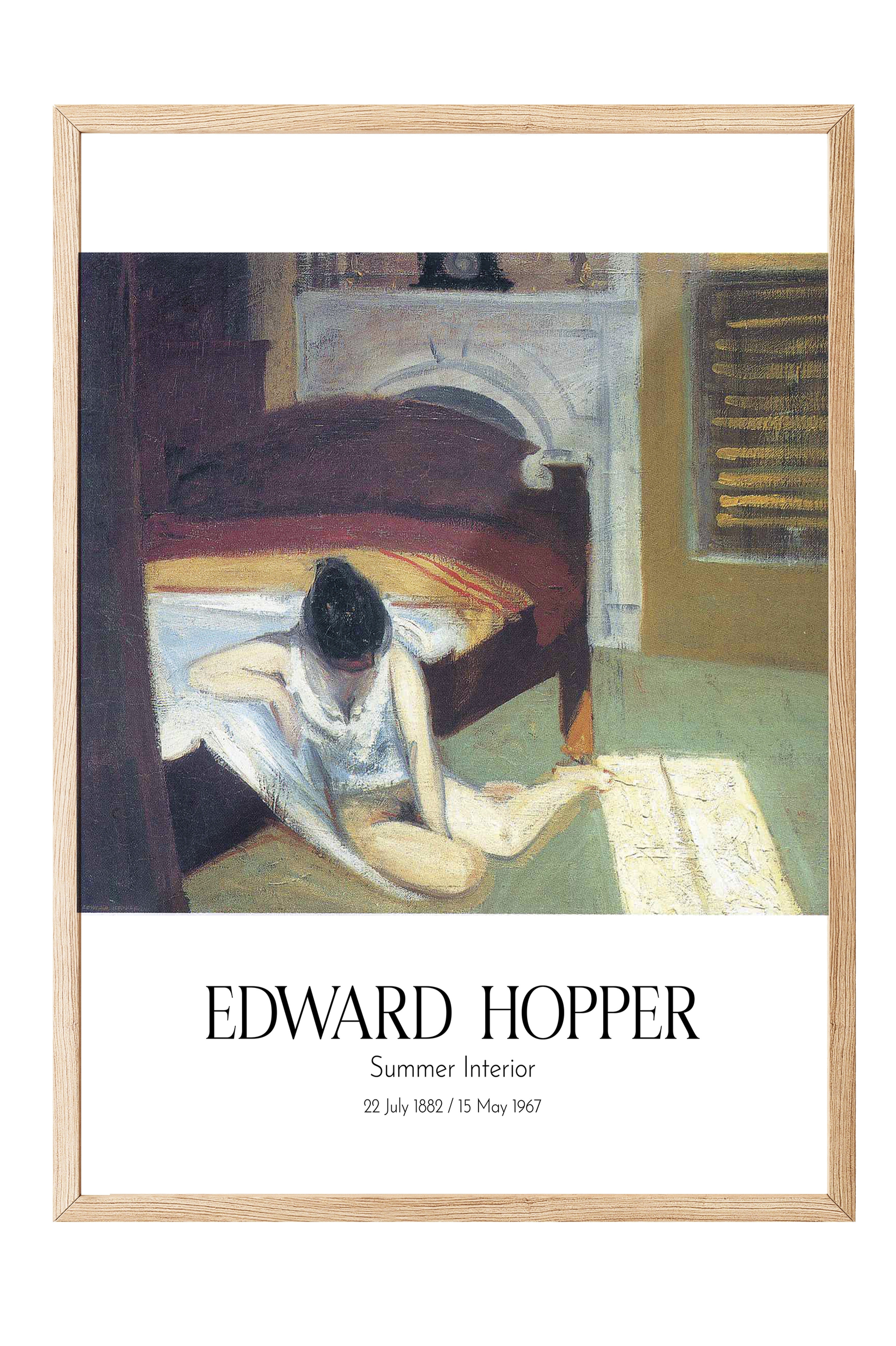 Edward Hopper - Summer Interior, Ahşap Çerçeveli Tablo, Sanat Serisi NO:110181