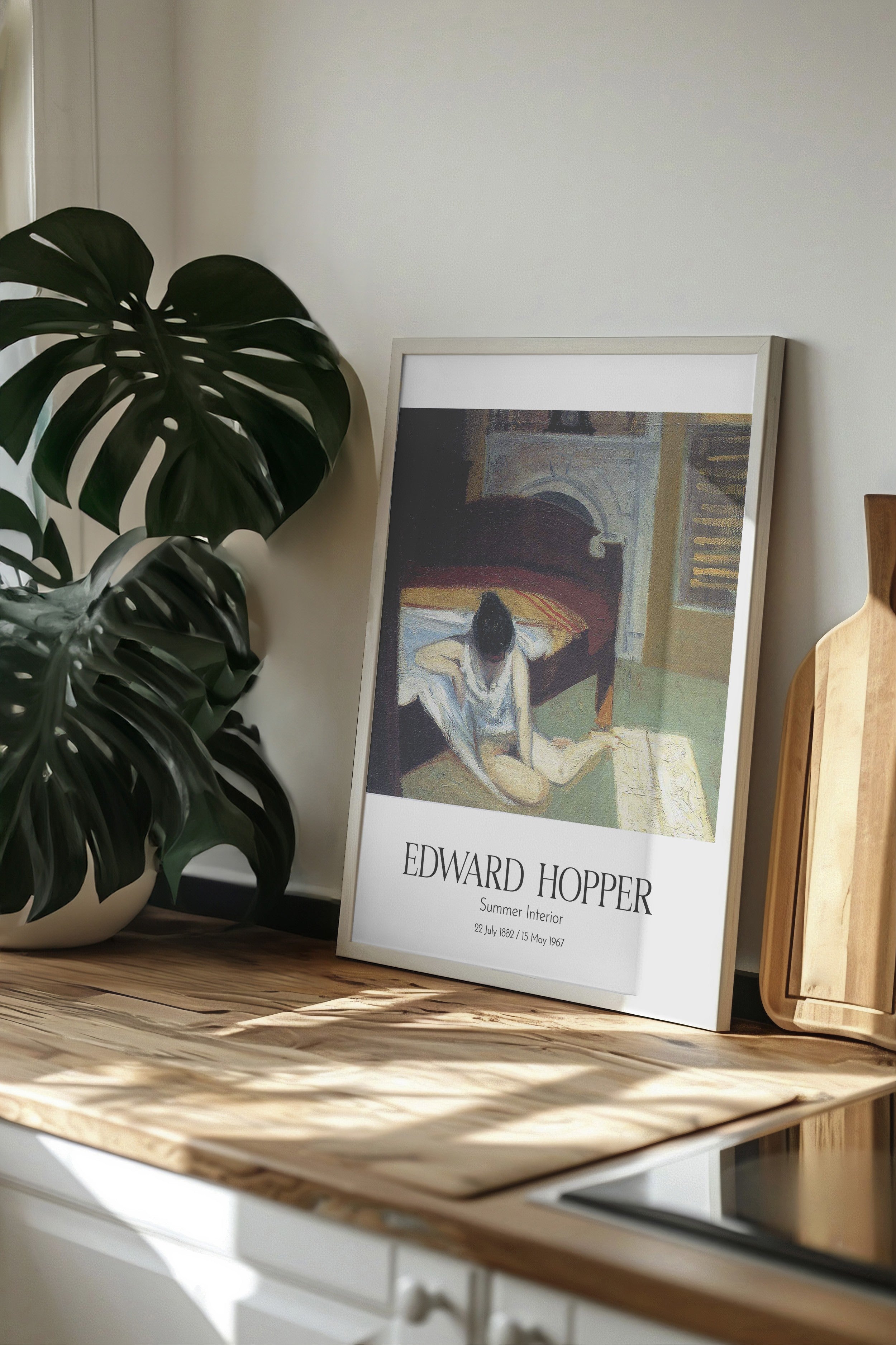 Edward Hopper - Summer Interior, Beyaz Çerçeveli Tablo, Sanat Serisi NO:110181